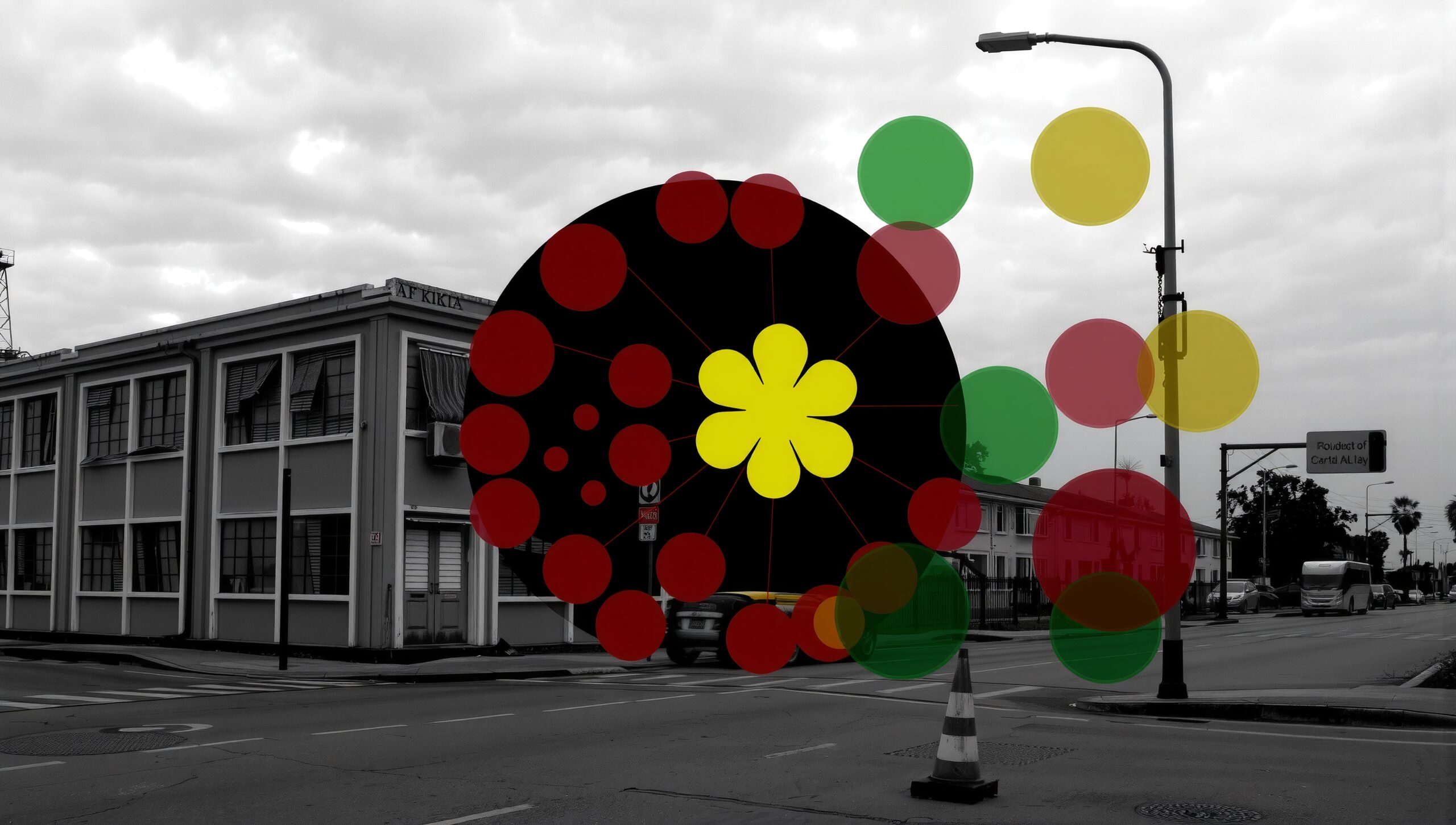 Urban Street with Vibrant Overlay