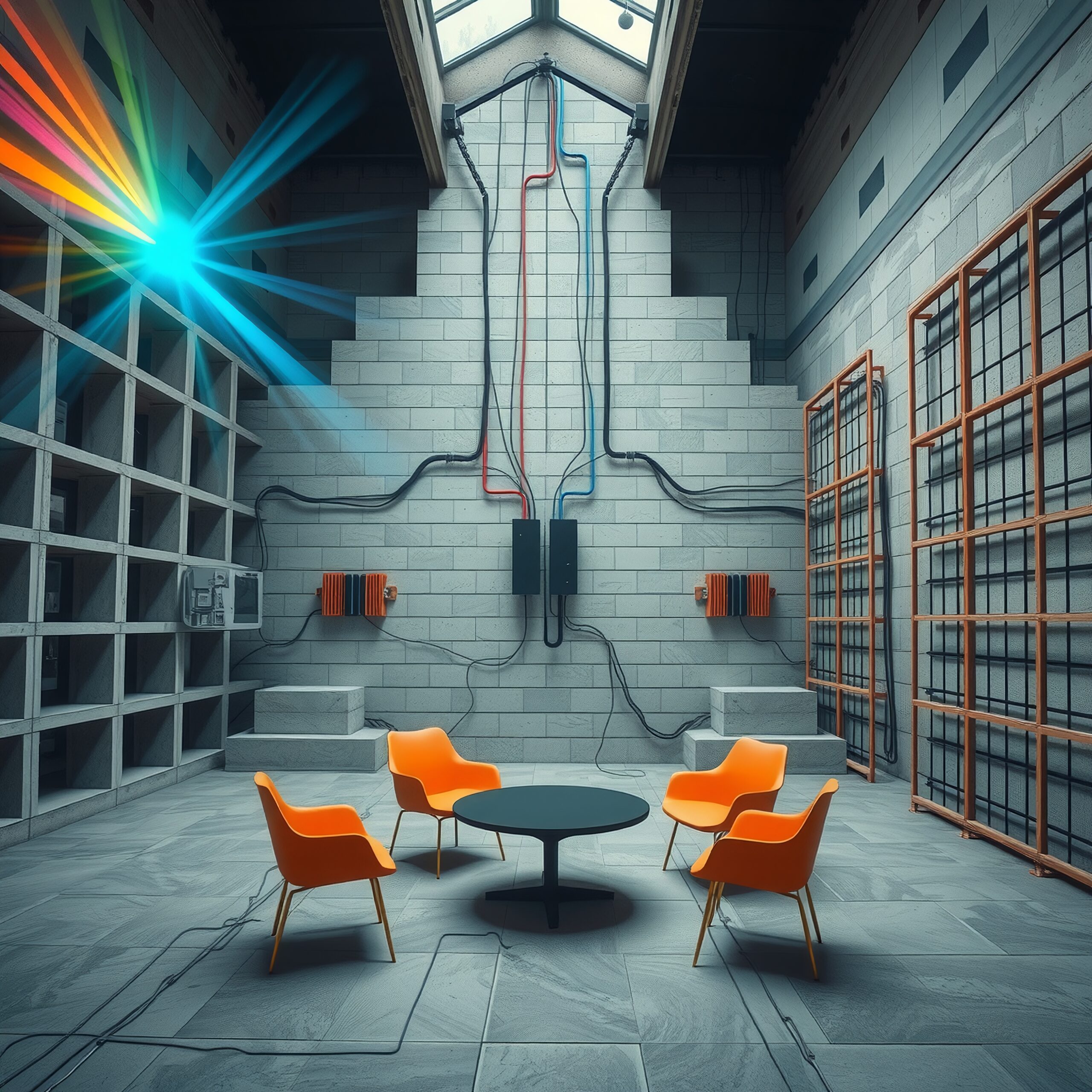 Modern Industrial Room with Skylight