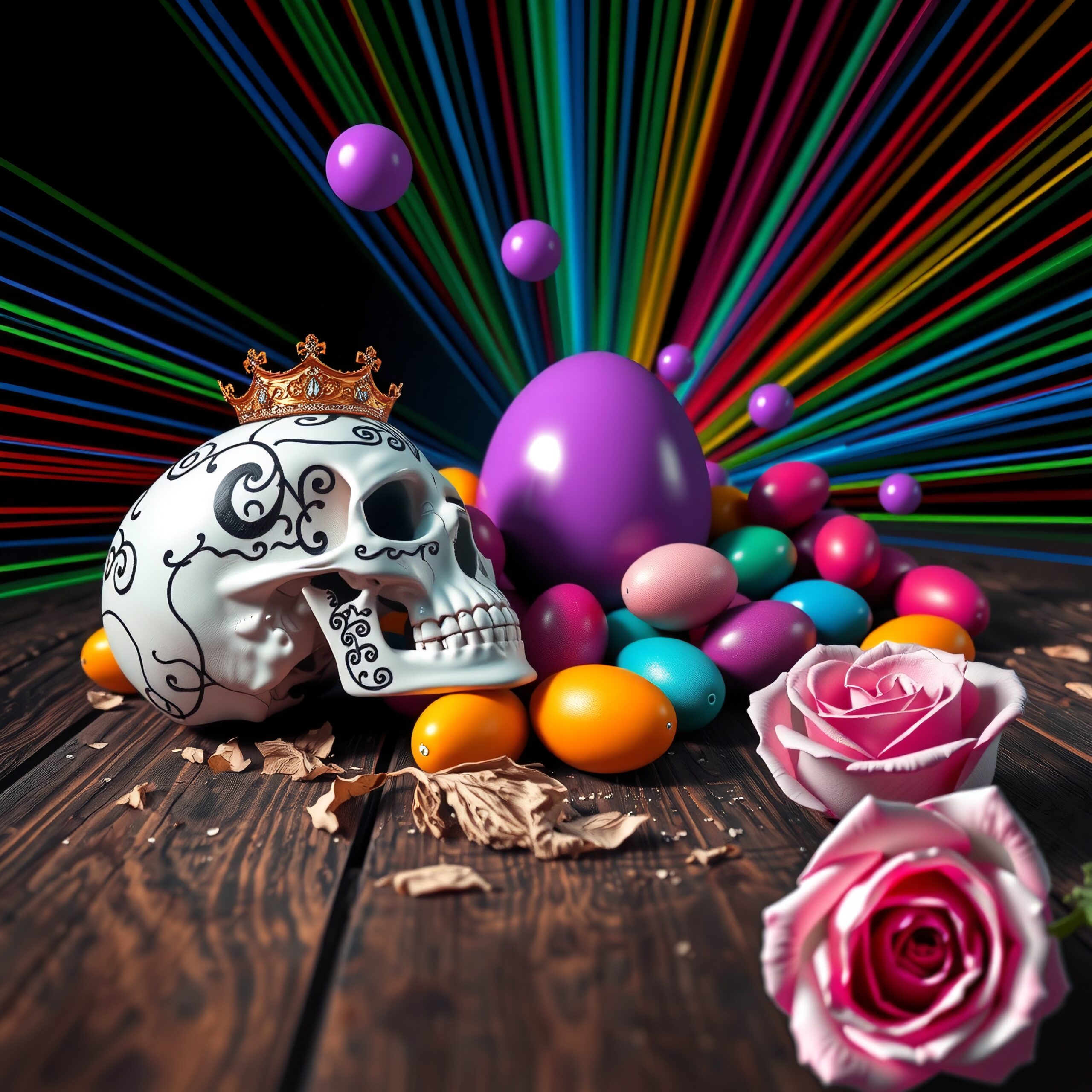 Colorful Festive Skull Still Life