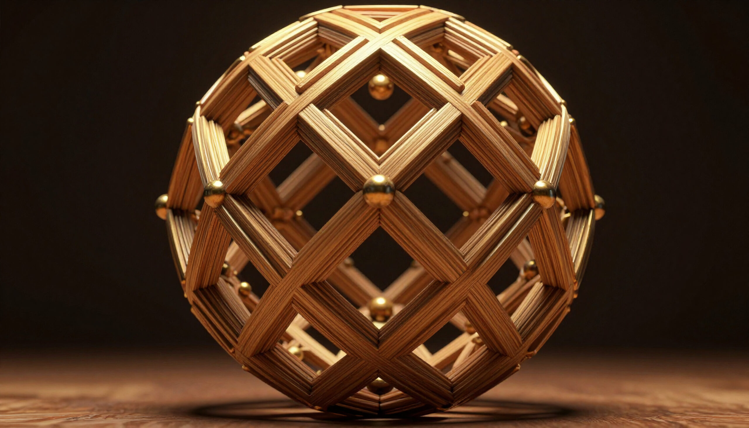 Golden-Node Wooden Lattice Sphere