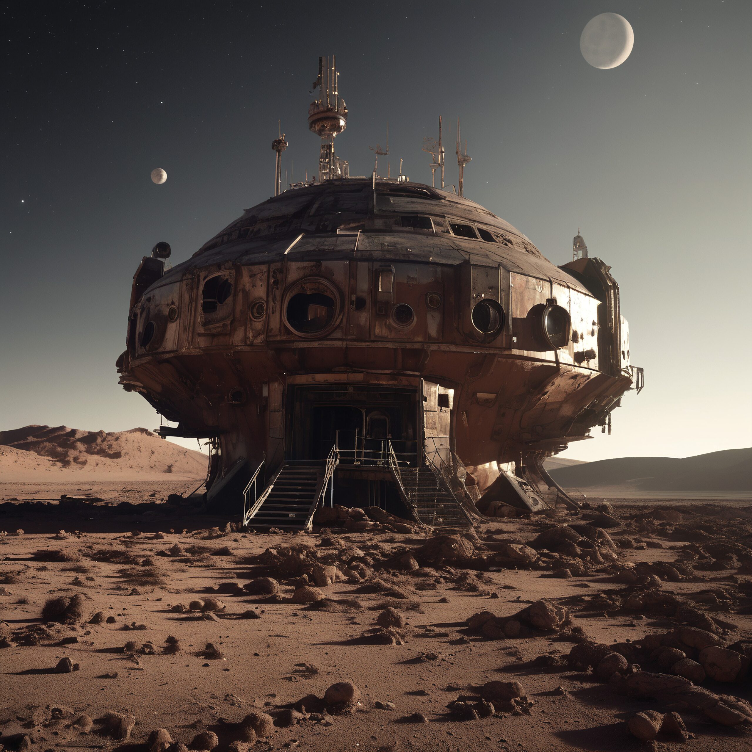 Abandoned Space Habitat on Mars