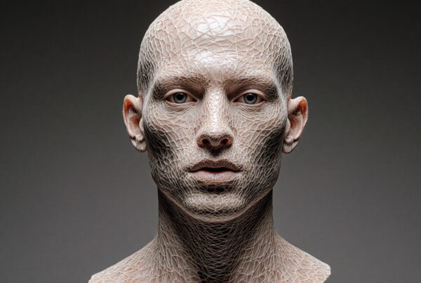 Intricate sculpture depicting cracked porcelain.