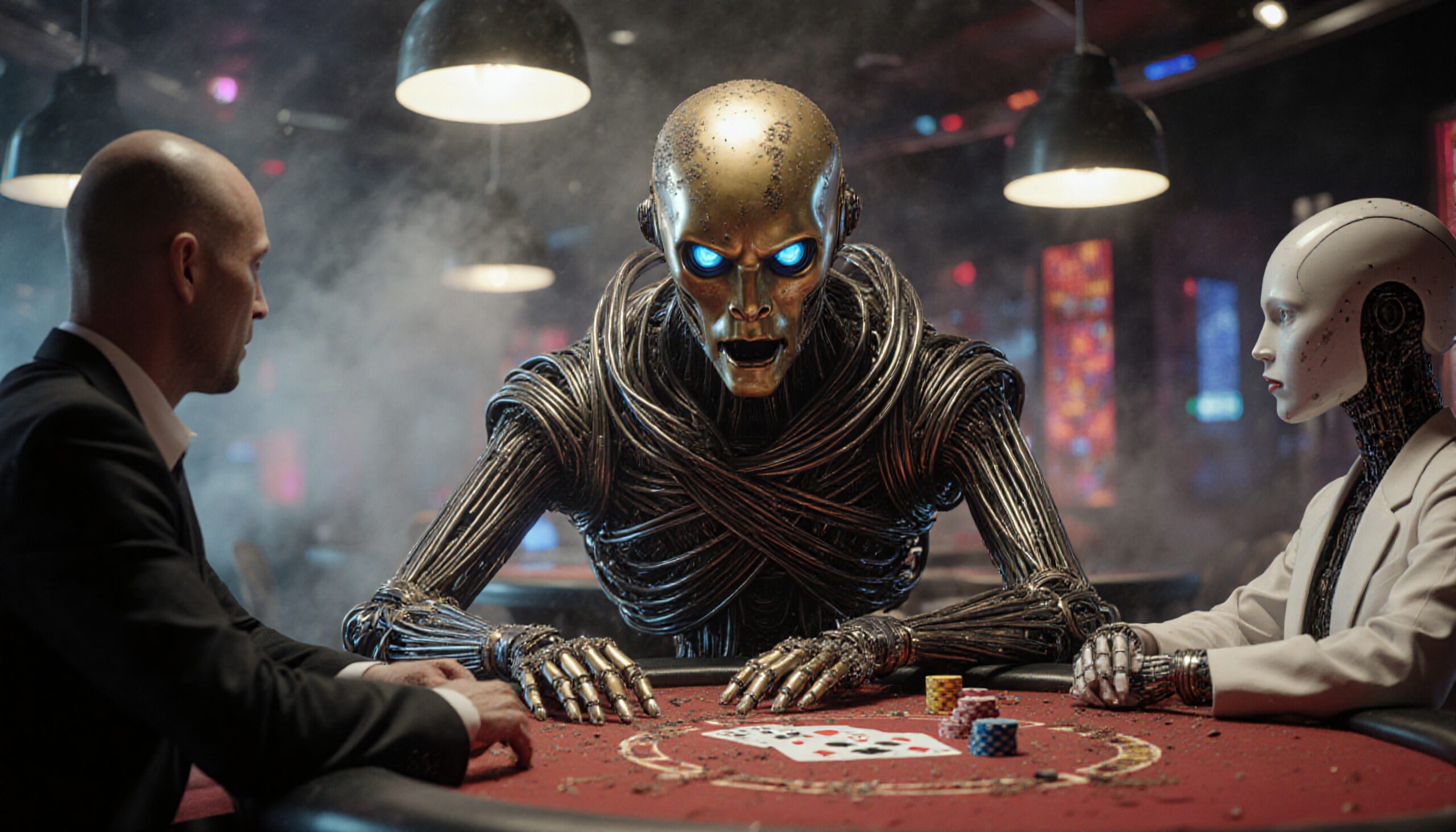 Cyber Poker Game with Robots