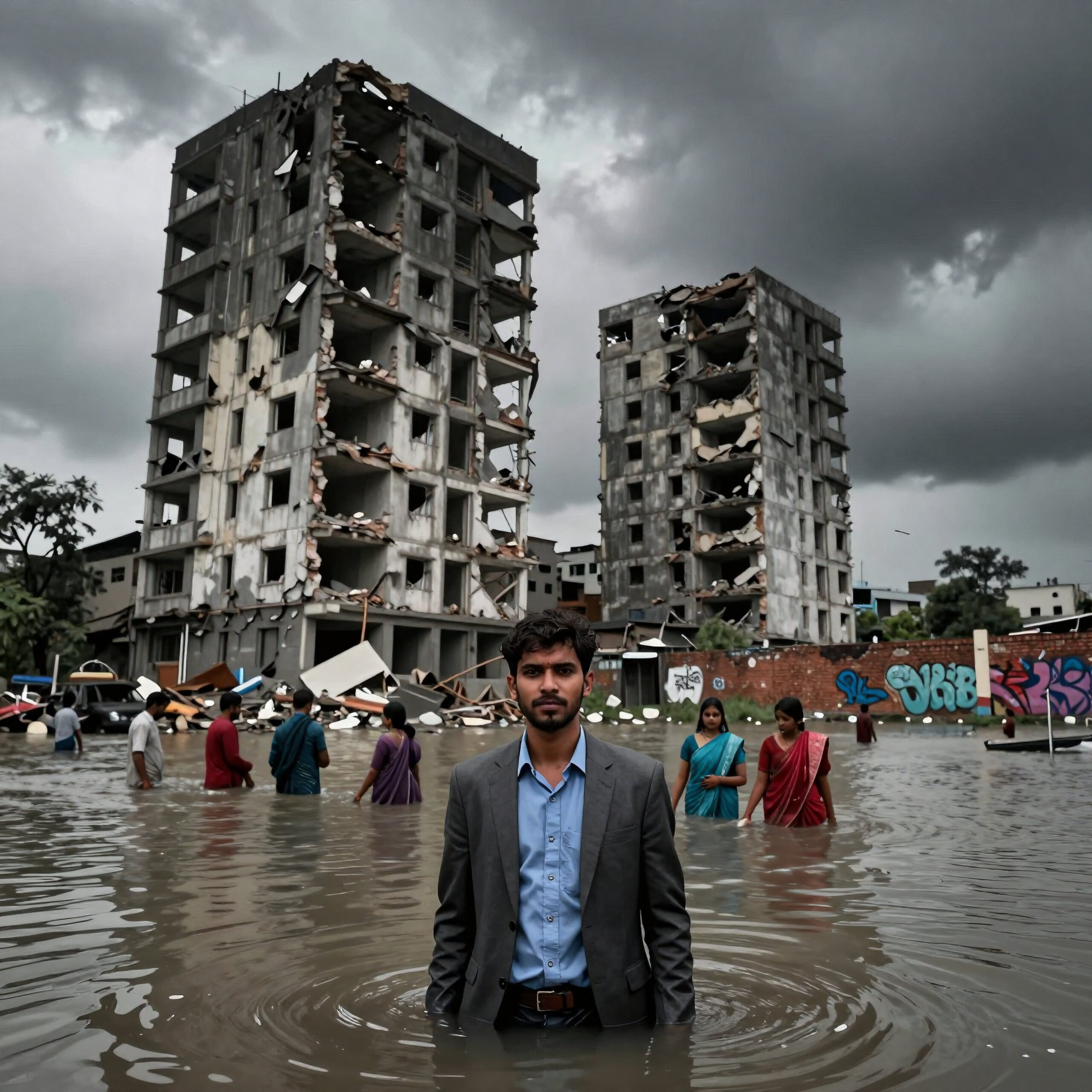Ruins Amidst Flooded Resilience