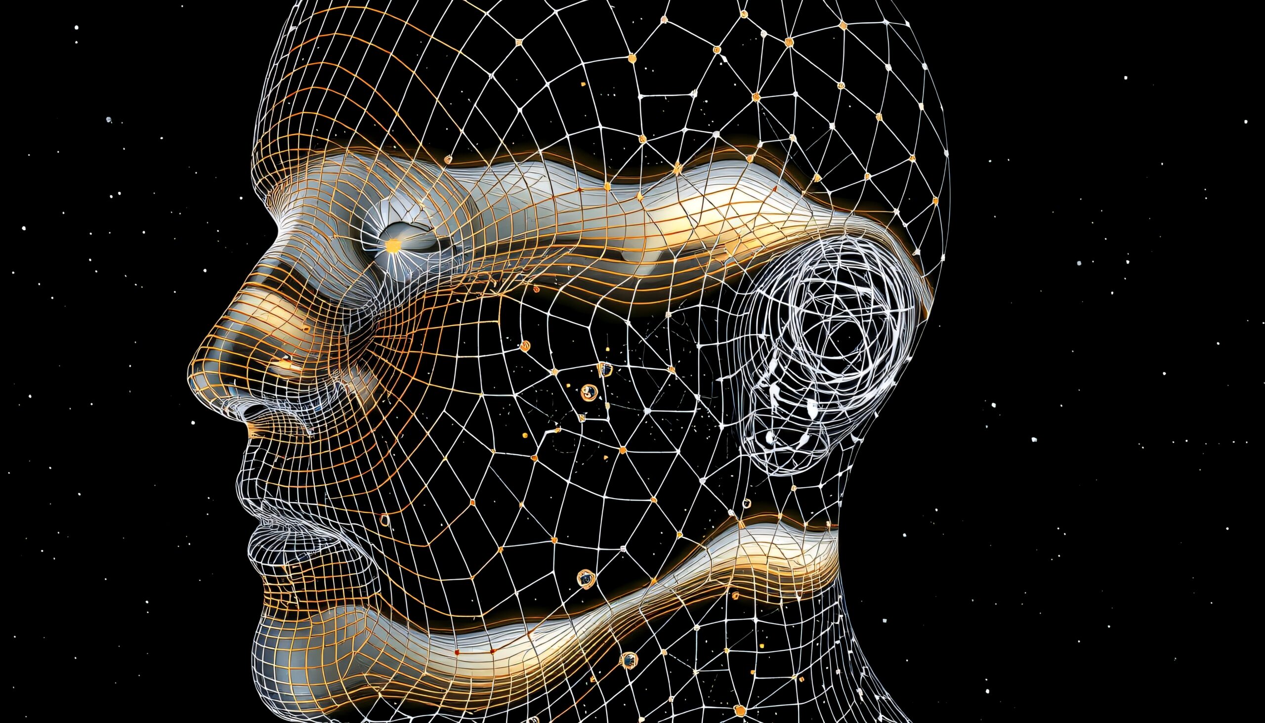 Digital Cybernetic Facial Wireframe