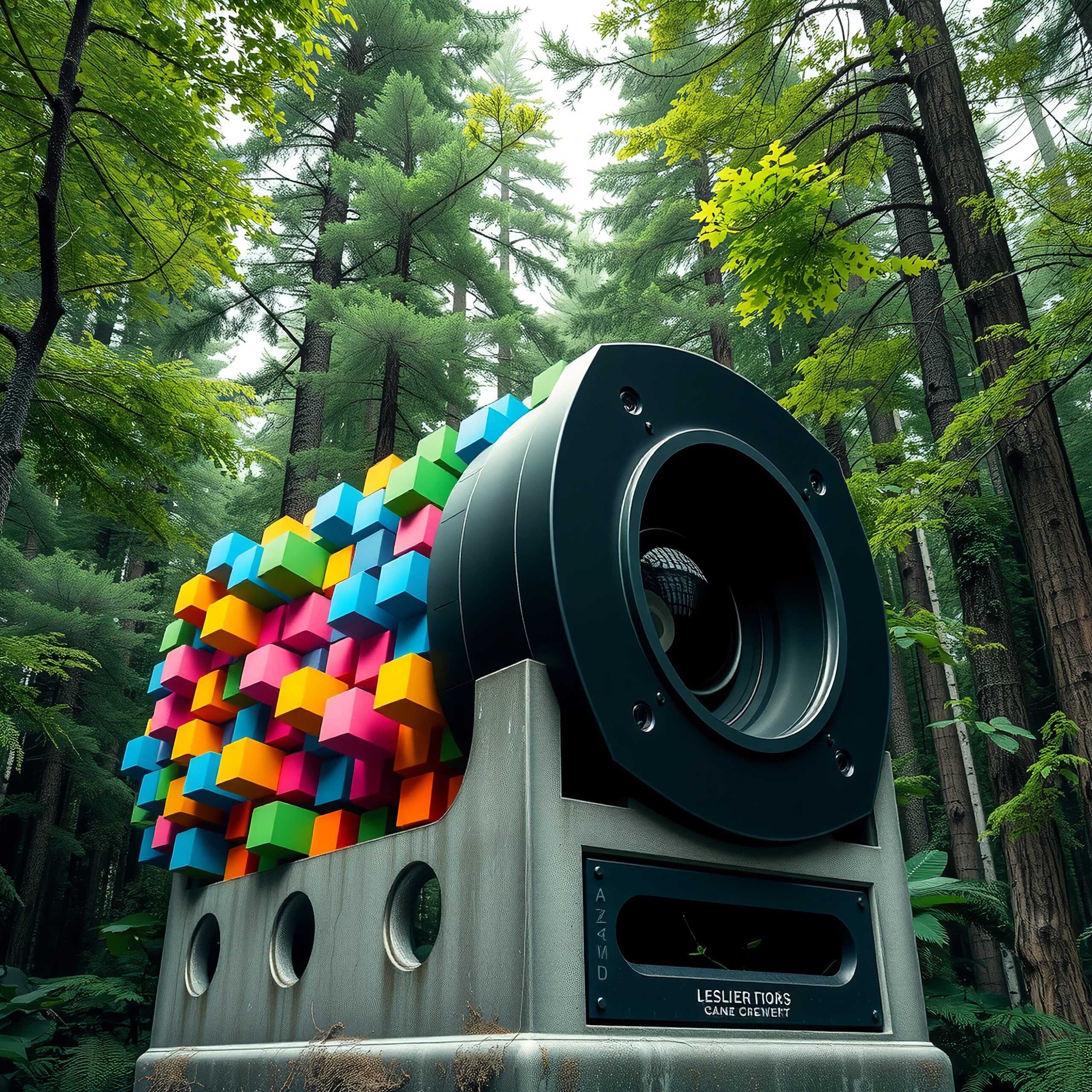 Colorful Camera in Forest Setting