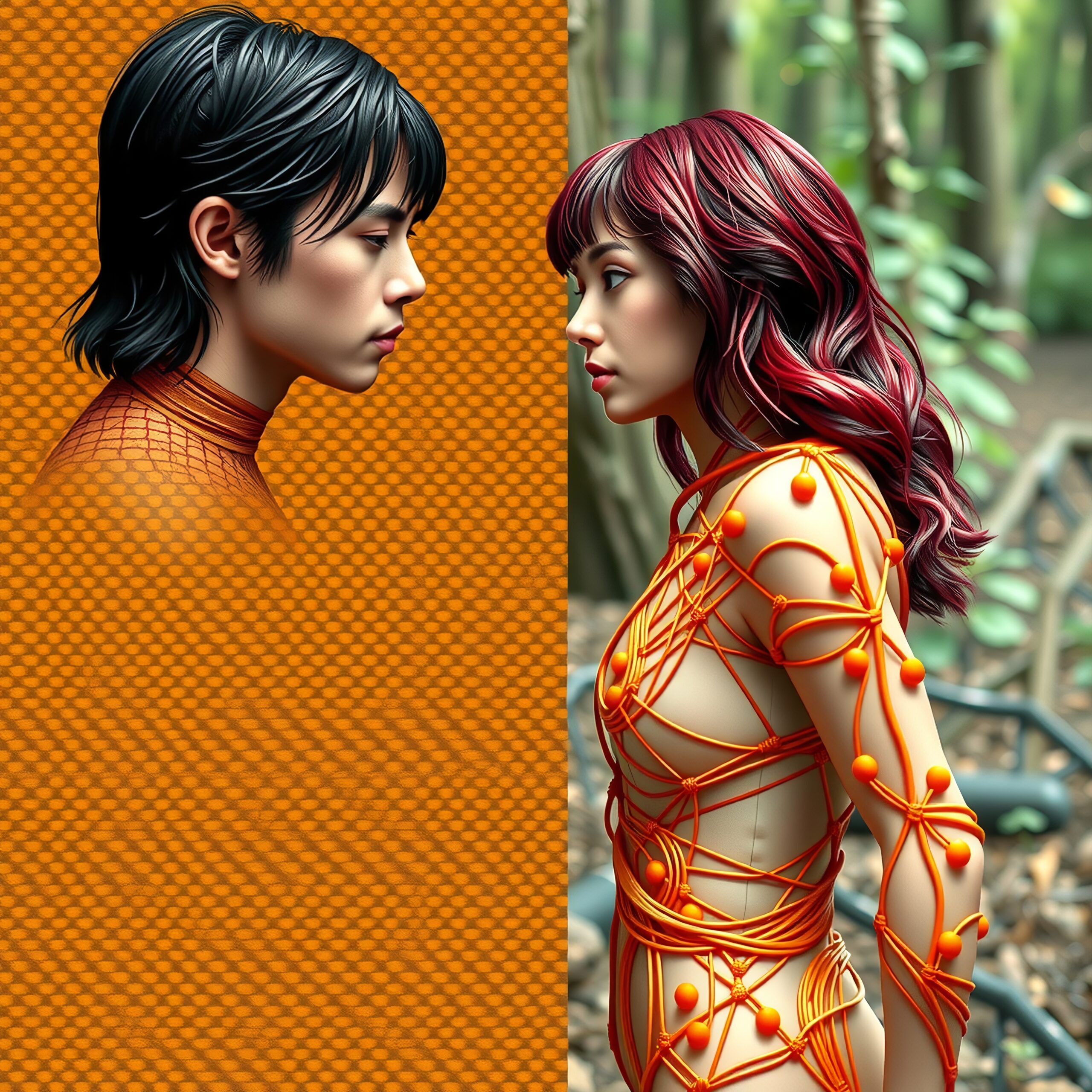 Vibrant Figures Meet in Contrast