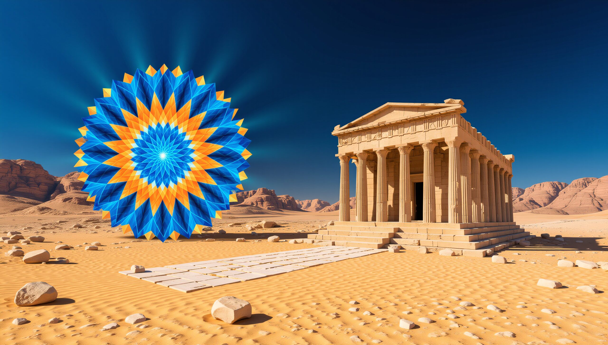 Ancient Temple and Vibrant Art