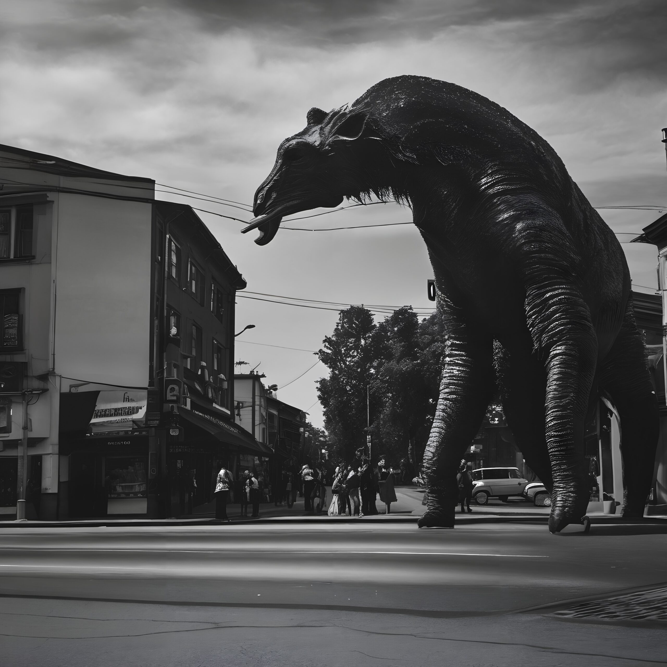 Fantastical Creature In Urban Street