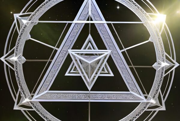 Intricate geometric design with celestial elements and luminous effect.