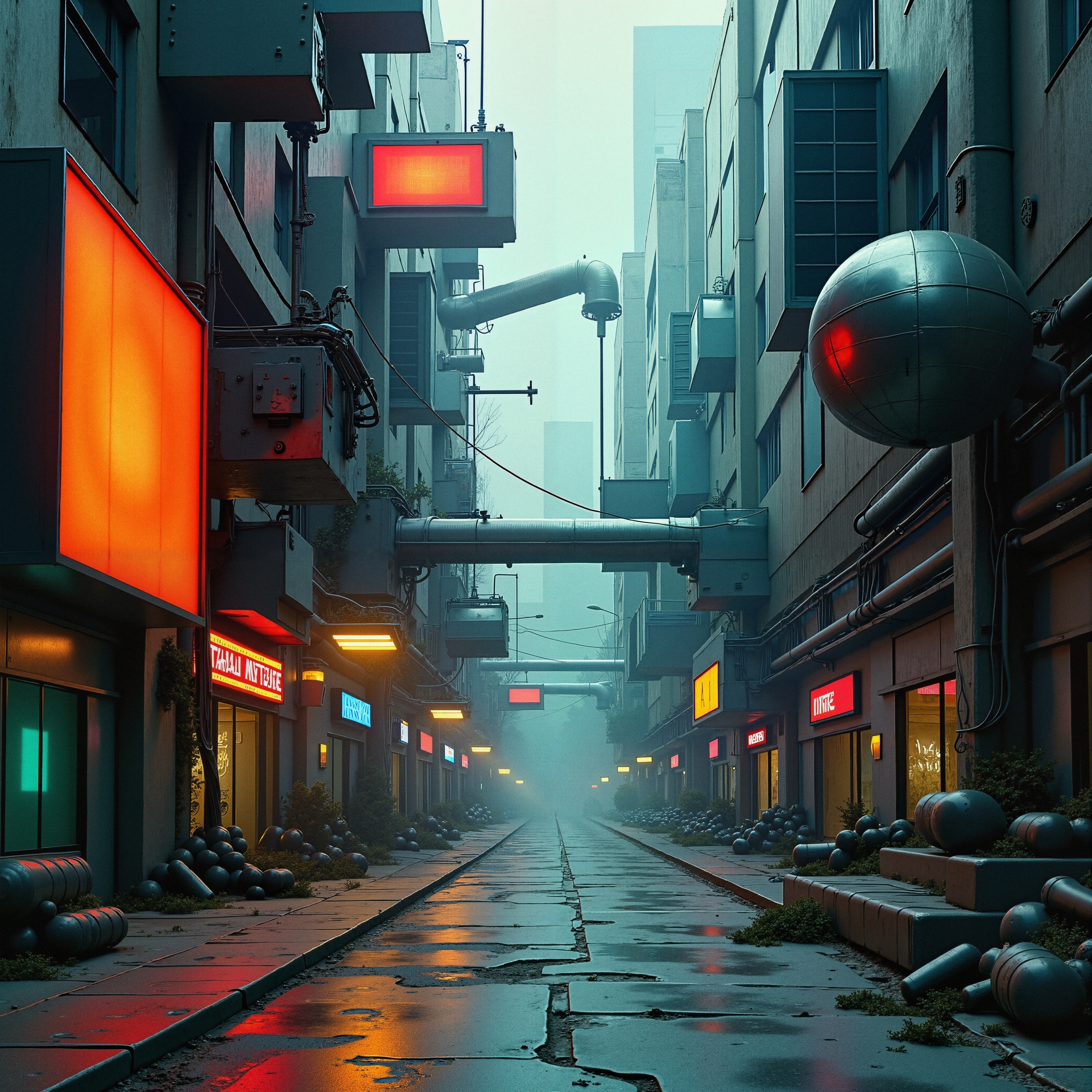 Futuristic Neon-Lit Urban Alley