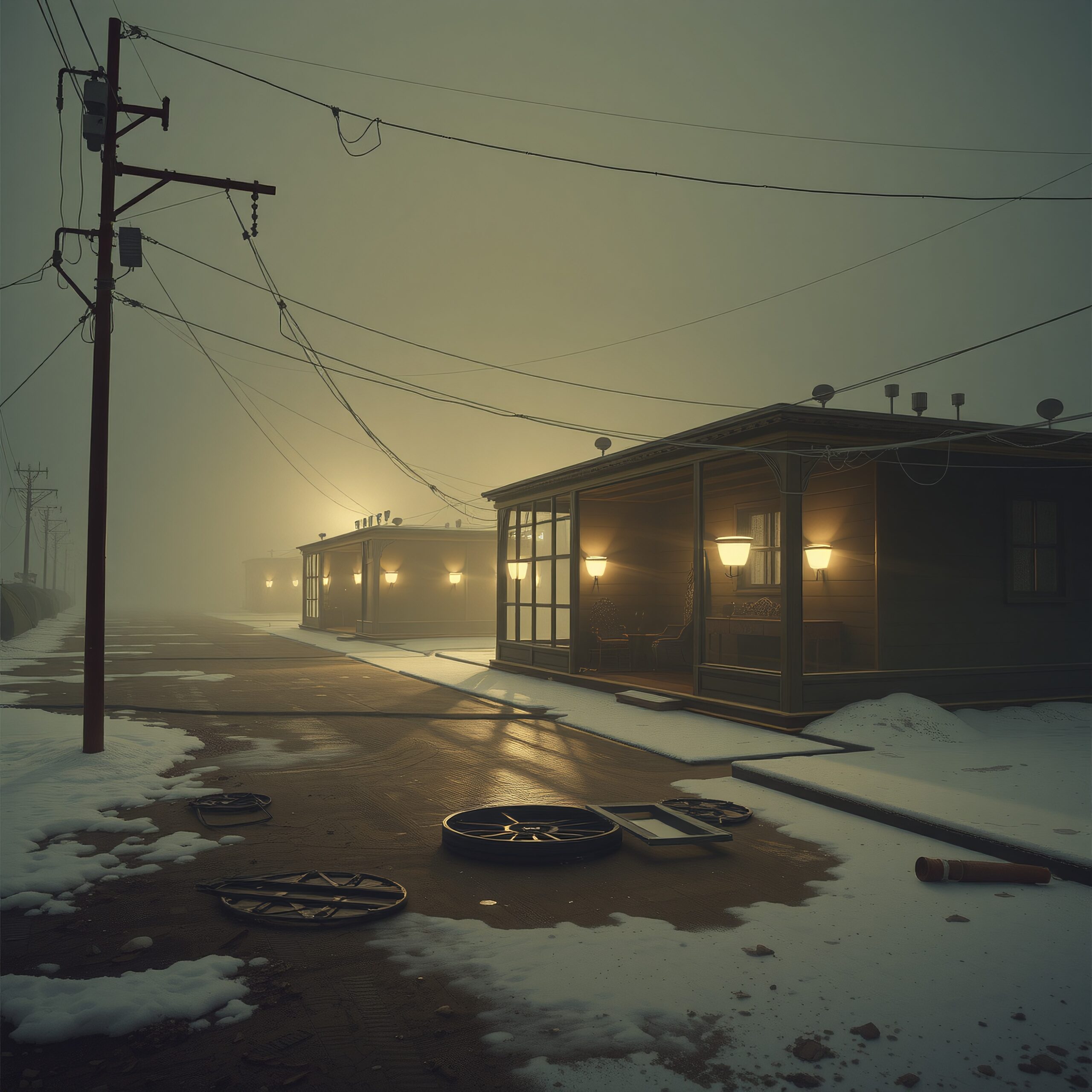 Fog-Covered Street at Dusk