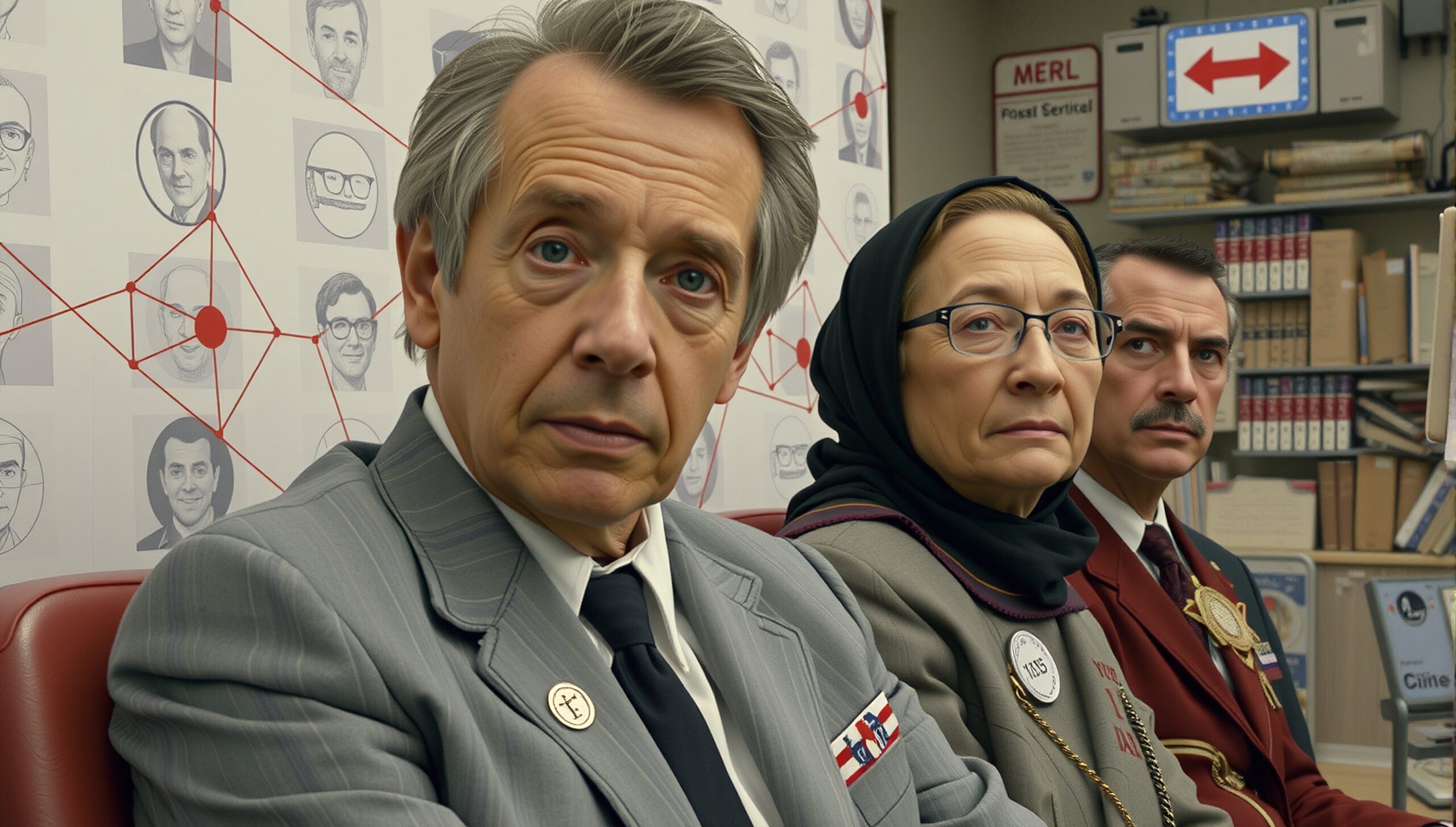 Contemplative Interview in Busy Office