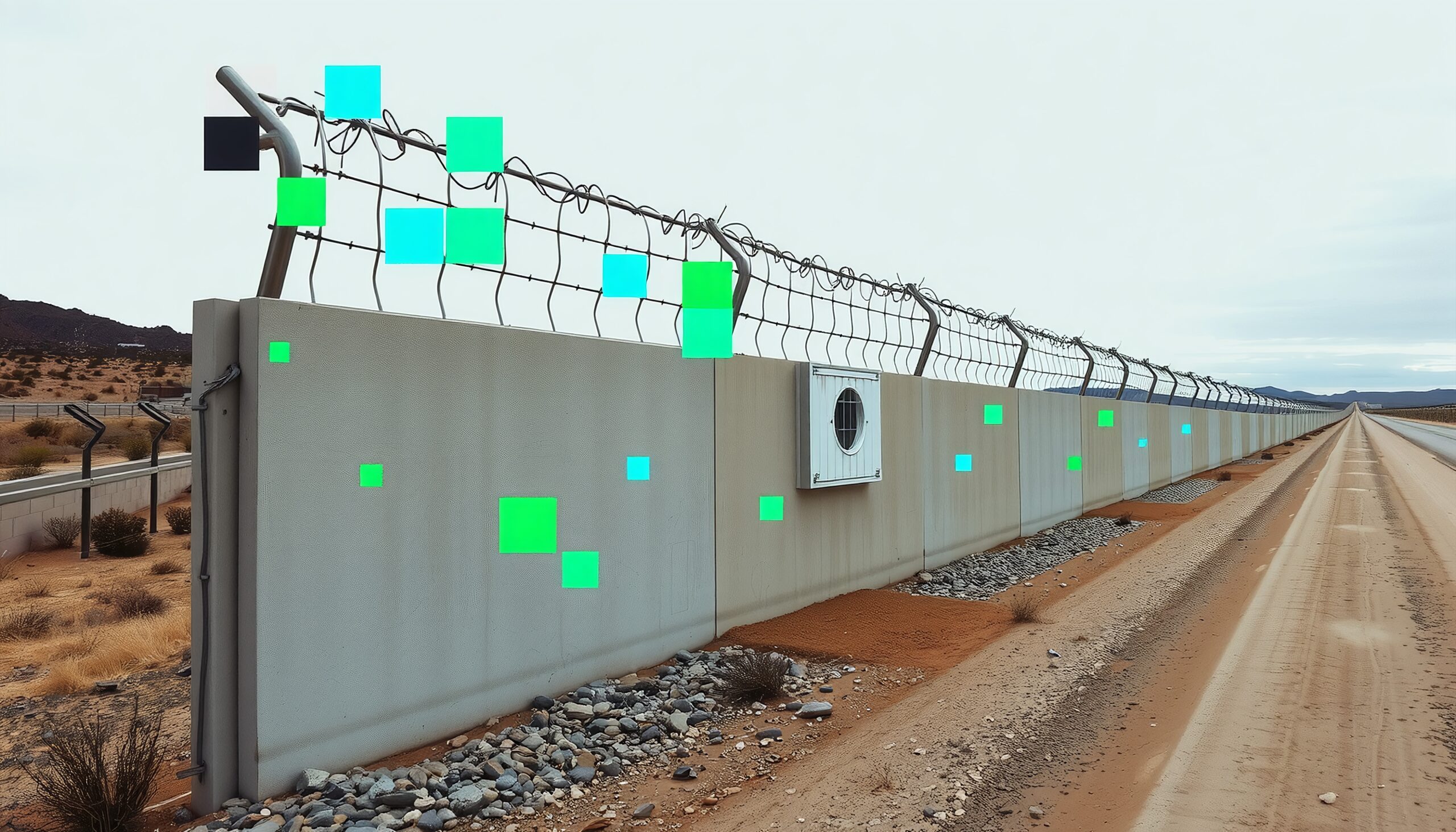 Colorful Squares on Desert Wall