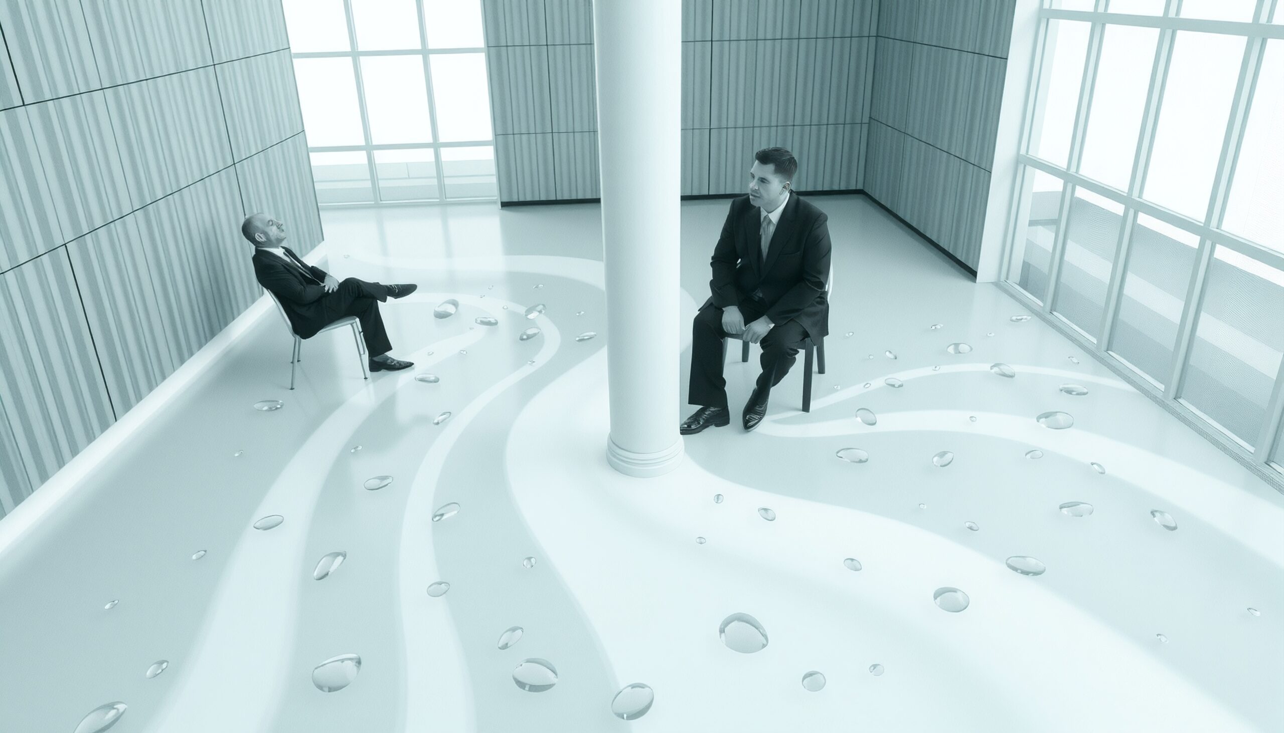 Surreal Office Encounter Scene