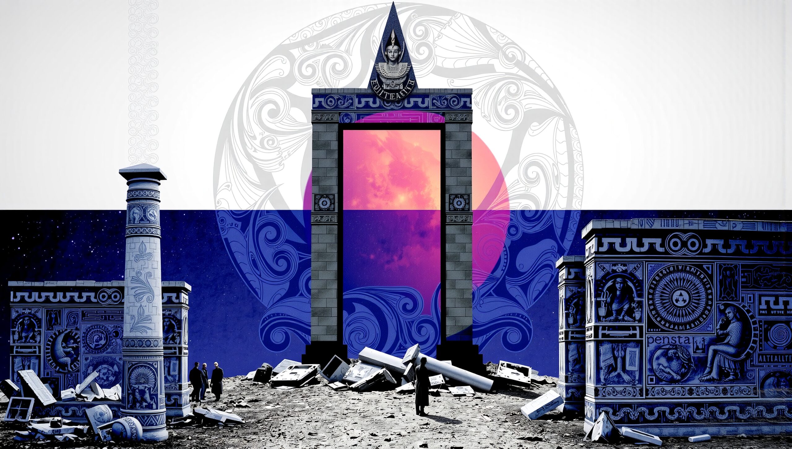 Ancient Gateway Under Cosmic Skies