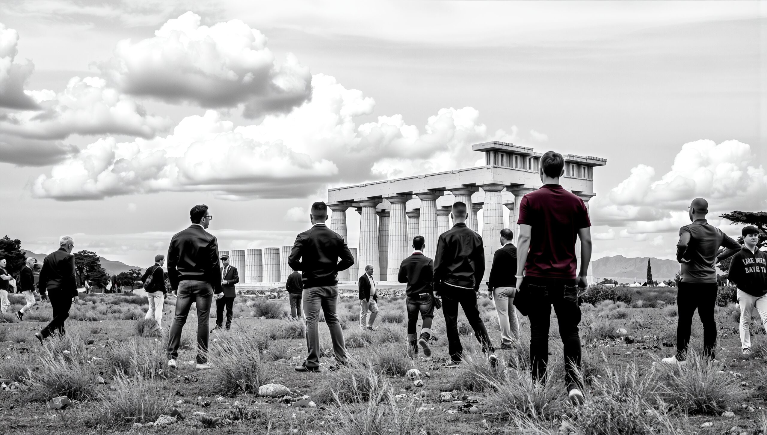 Visitors at an Ancient Landmark