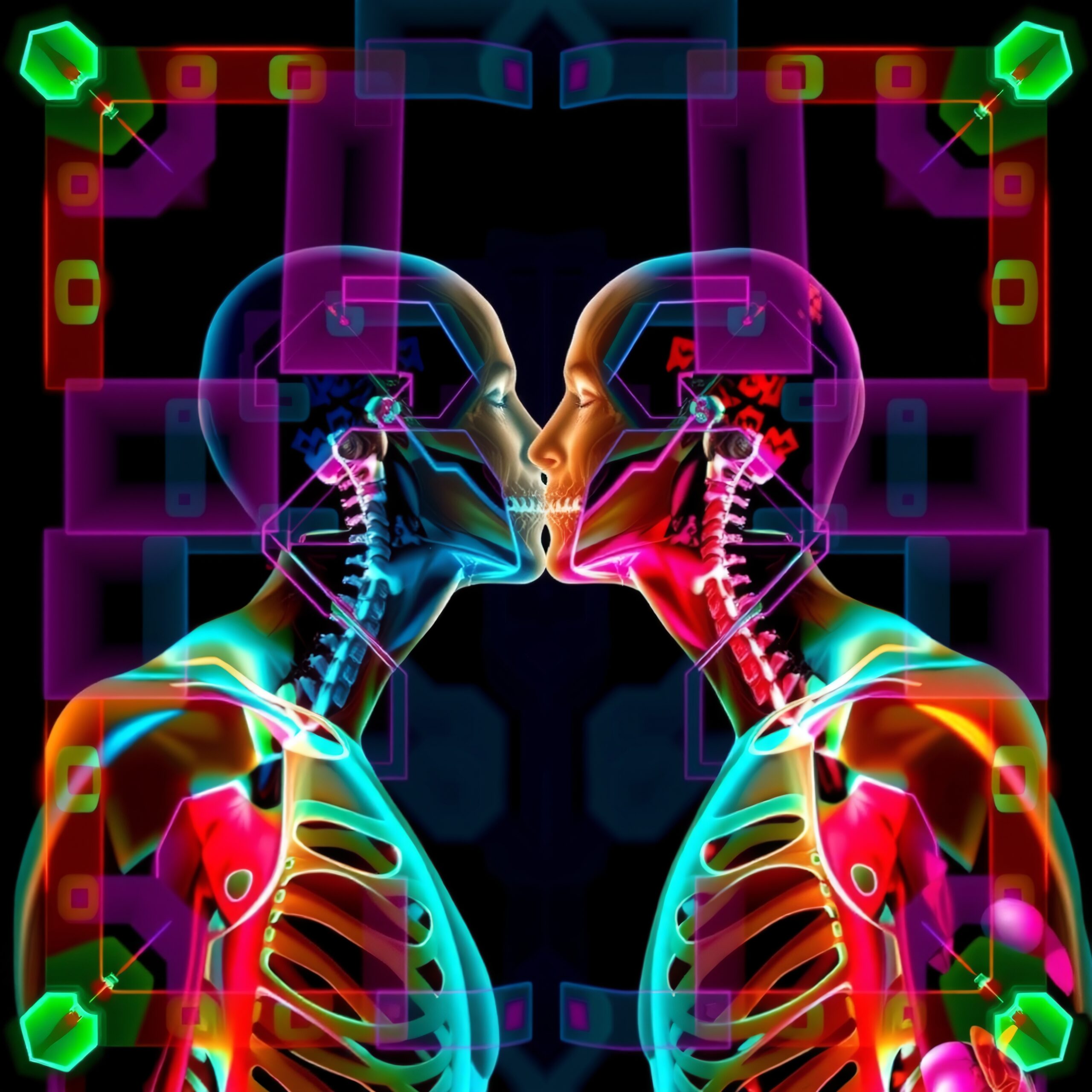 Vibrant Anatomical Figures Meeting