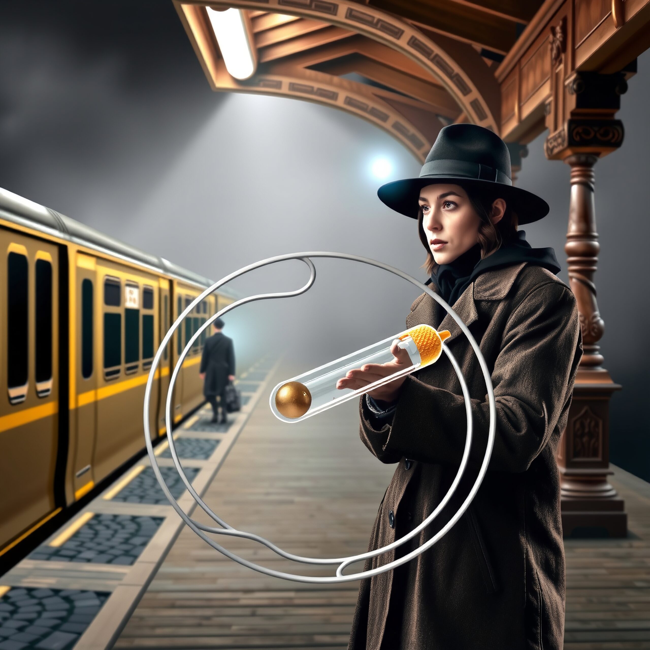 Mystery on Noir Train Platform