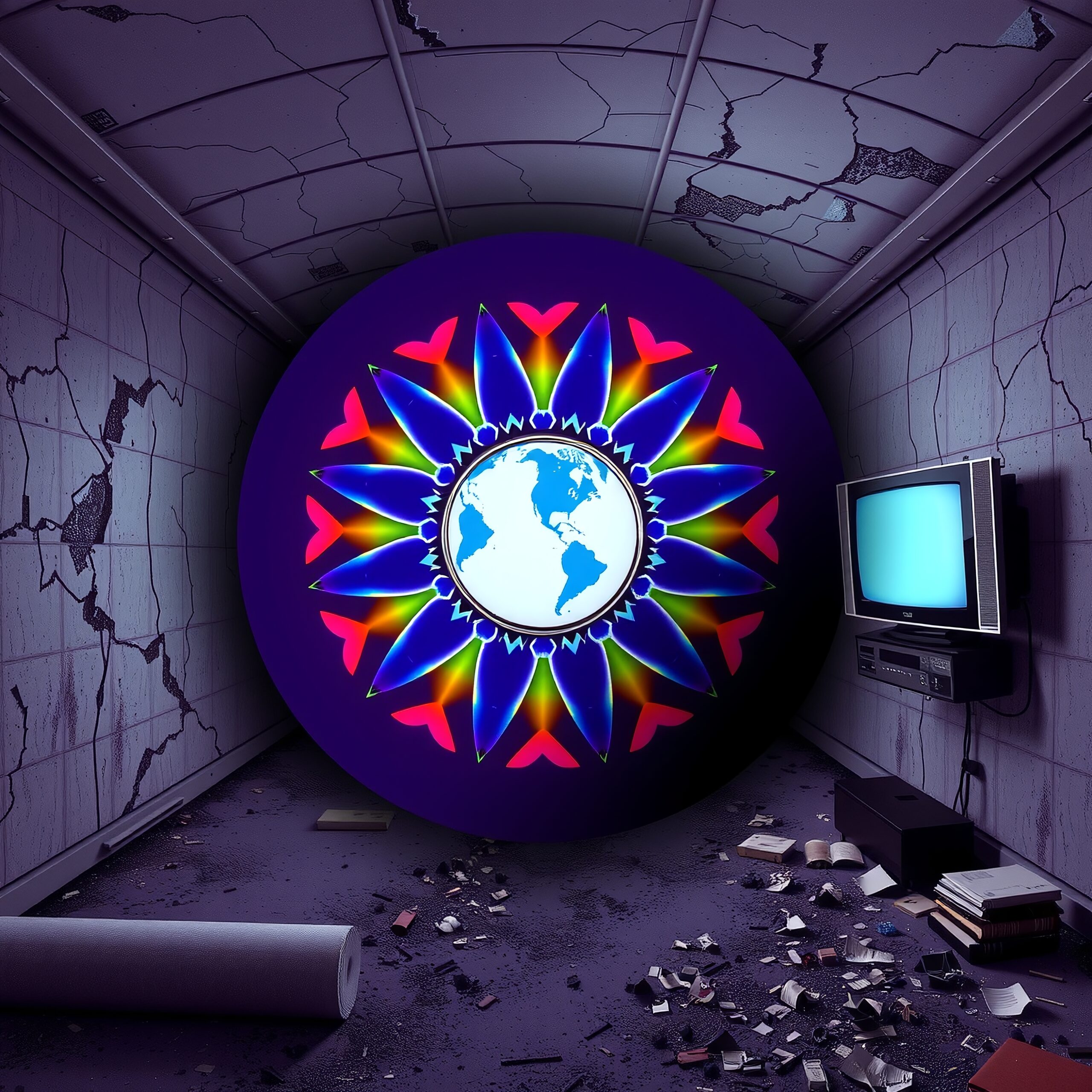 Contrasting decay and vibrant mural