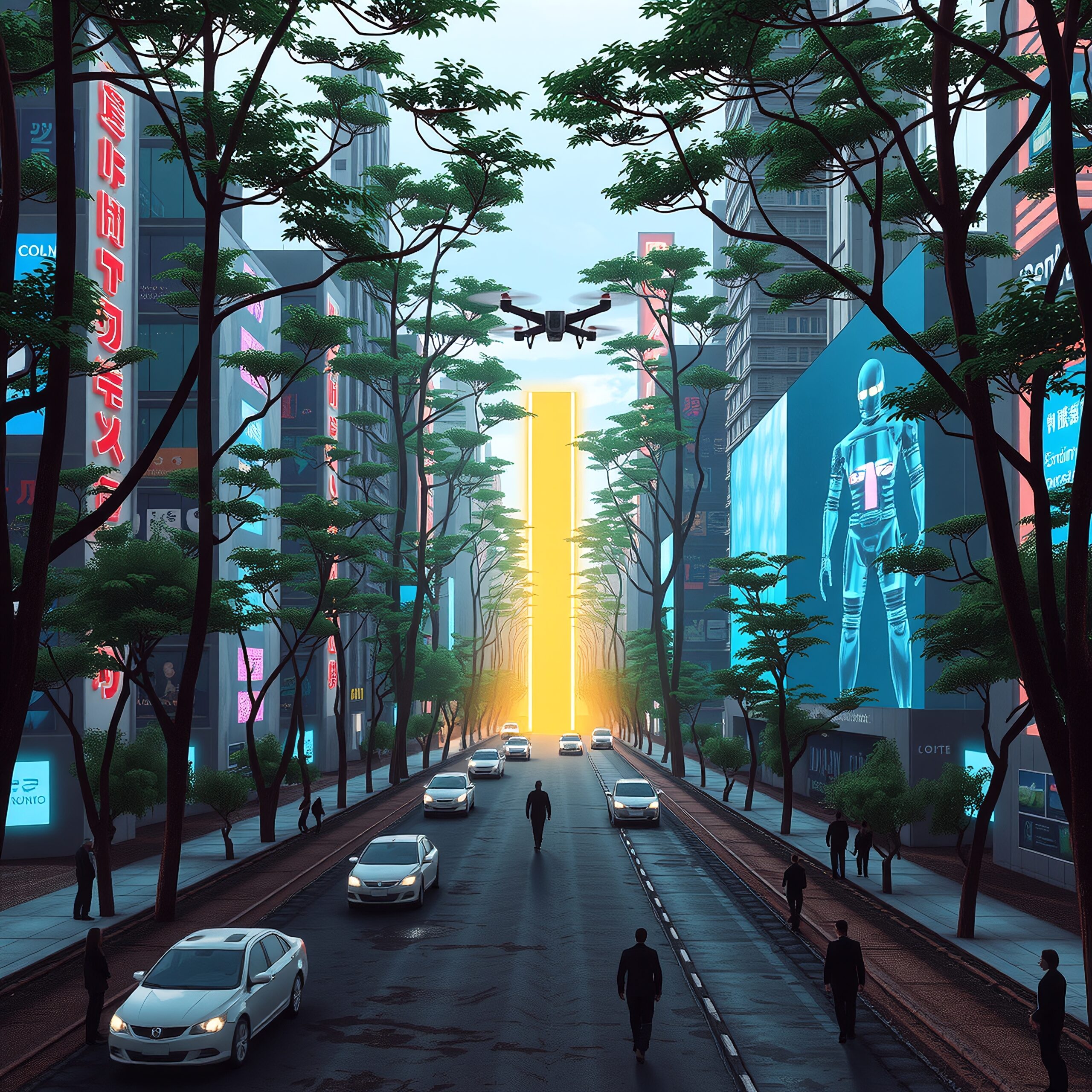 Futuristic Urban Street Scene