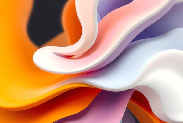 Abstract flowing colorful shapes in pastel.