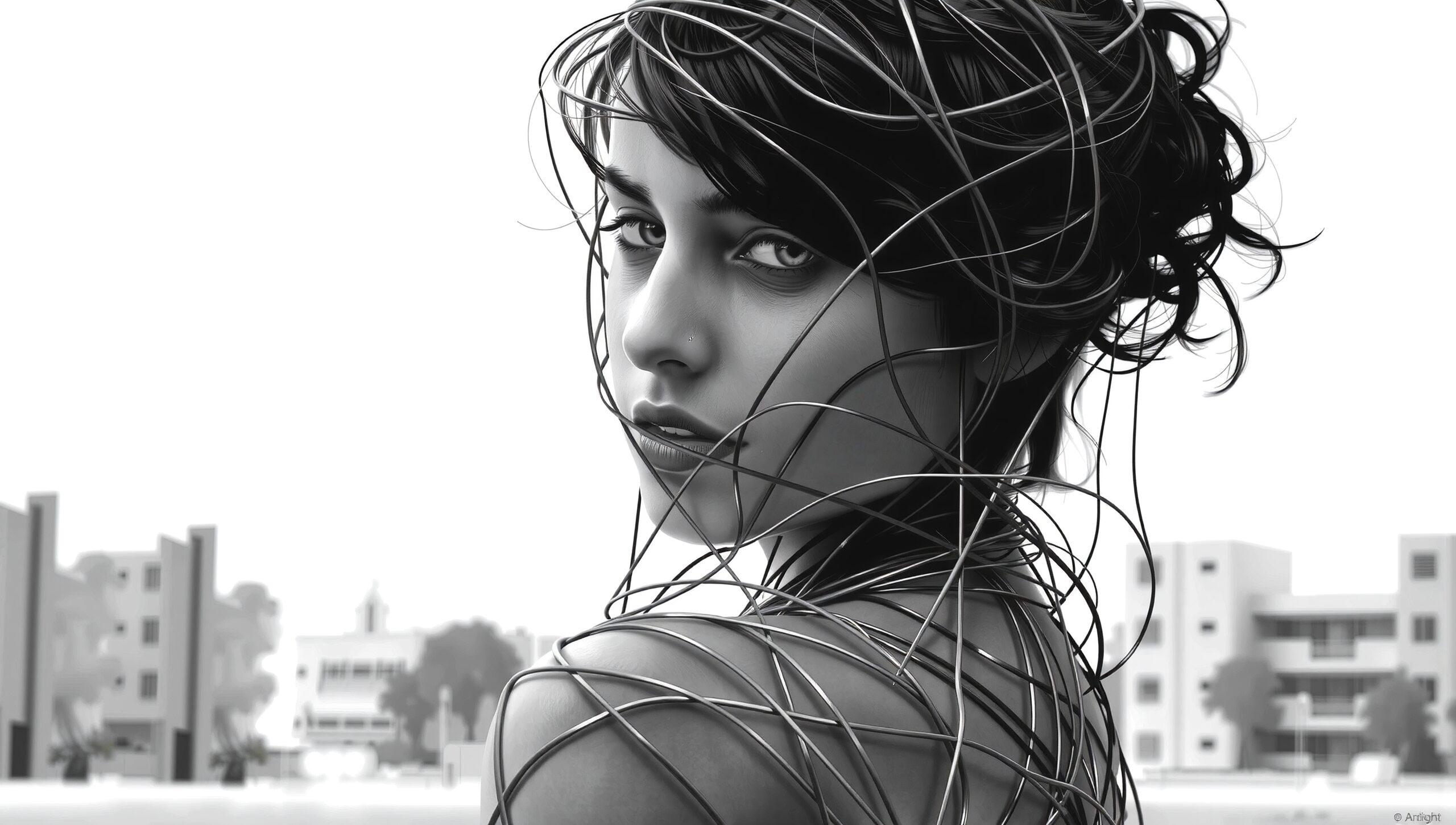 Wired Gaze Futuristic Portrait Art