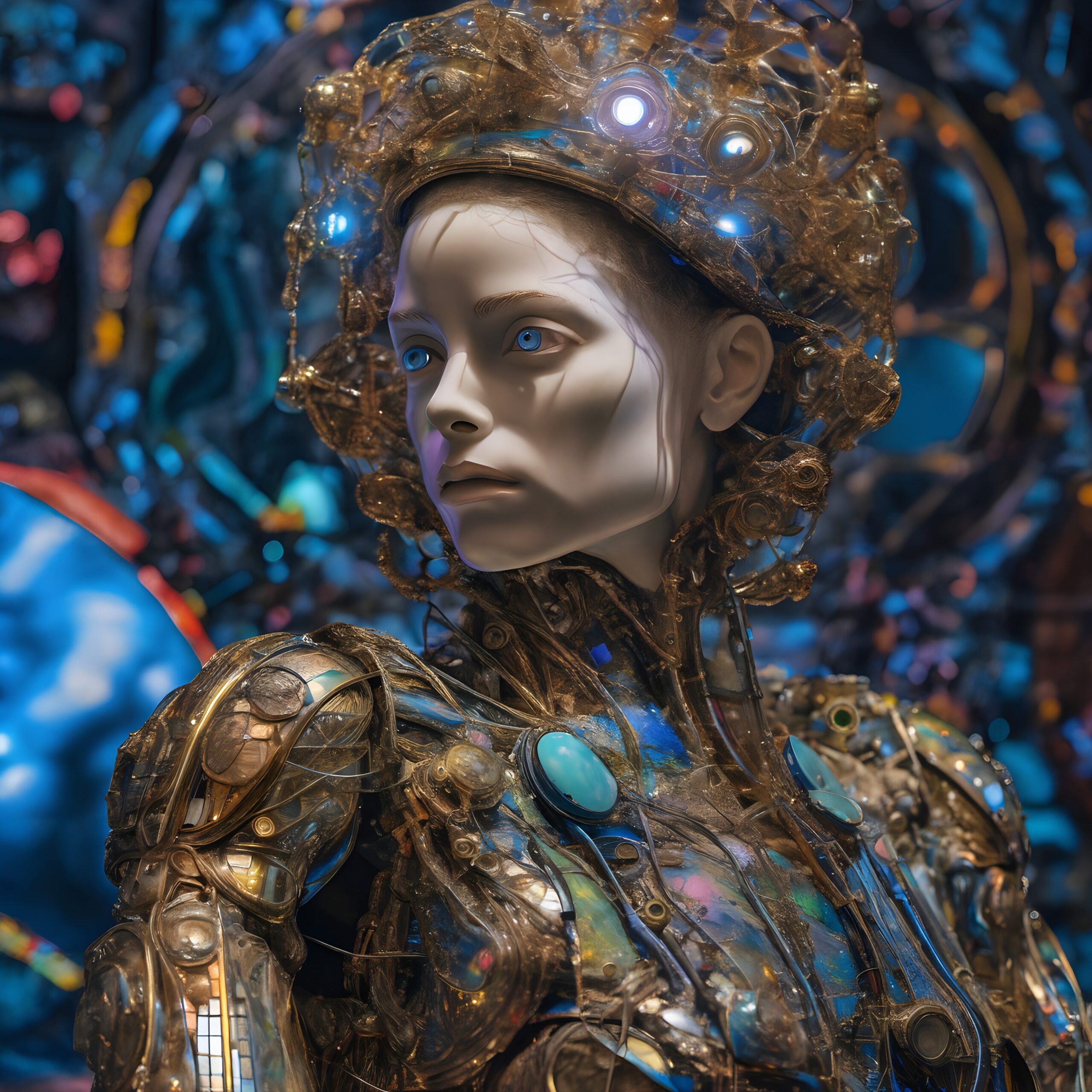 Cyborg in Intricate Artificial Attire