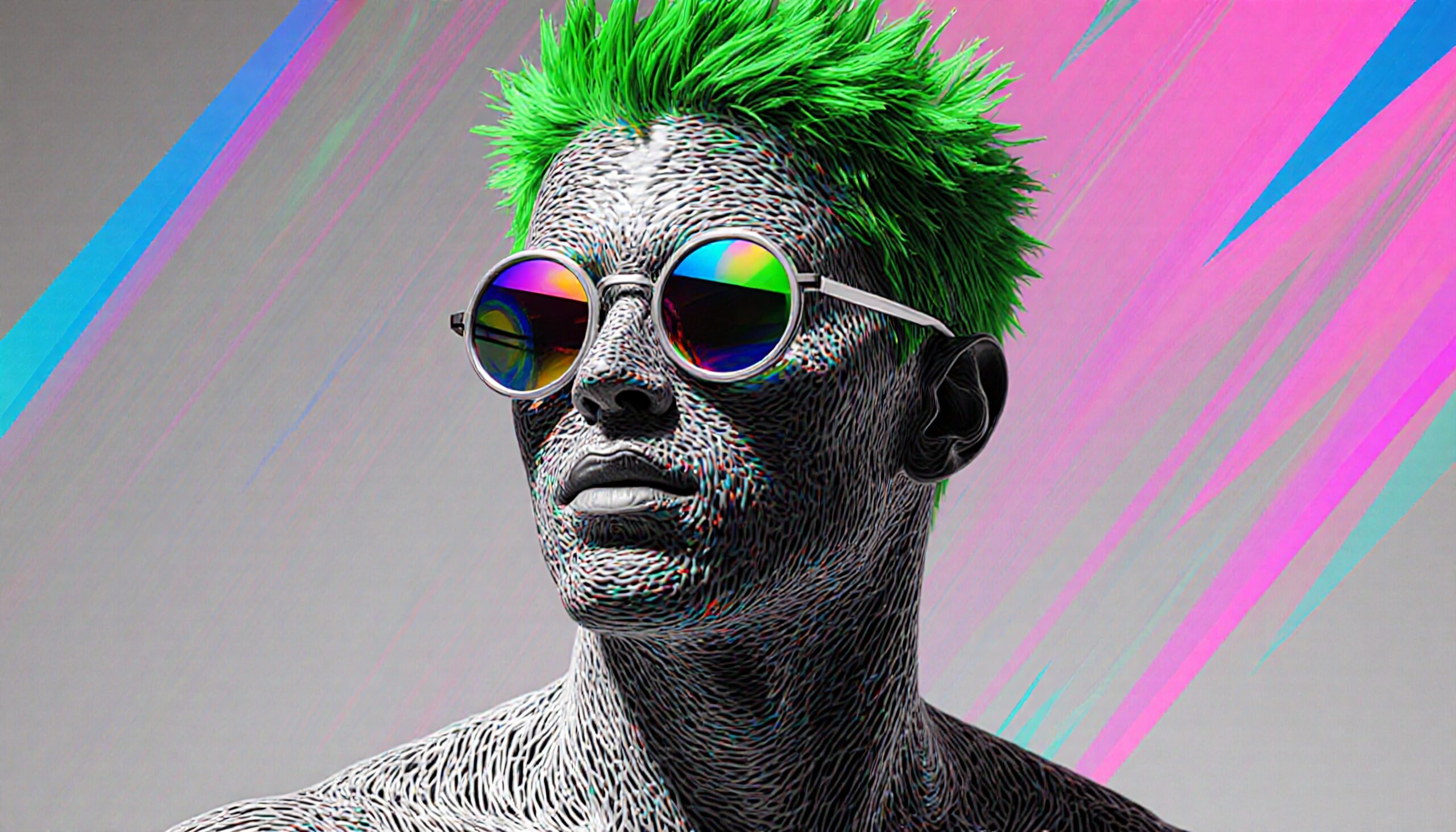 Neon Hair and Rainbow Glasses