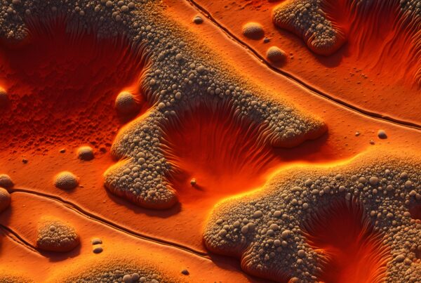 Abstract orange textured alien landscape.