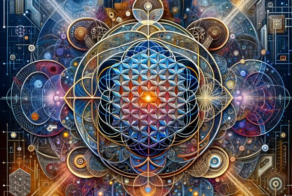 Intricate mandala art with geometric patterns and vibrant color transitions.