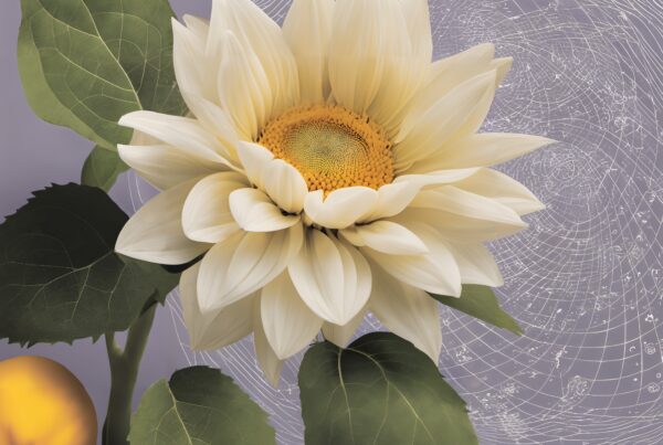 Sunflower with geometric background design.