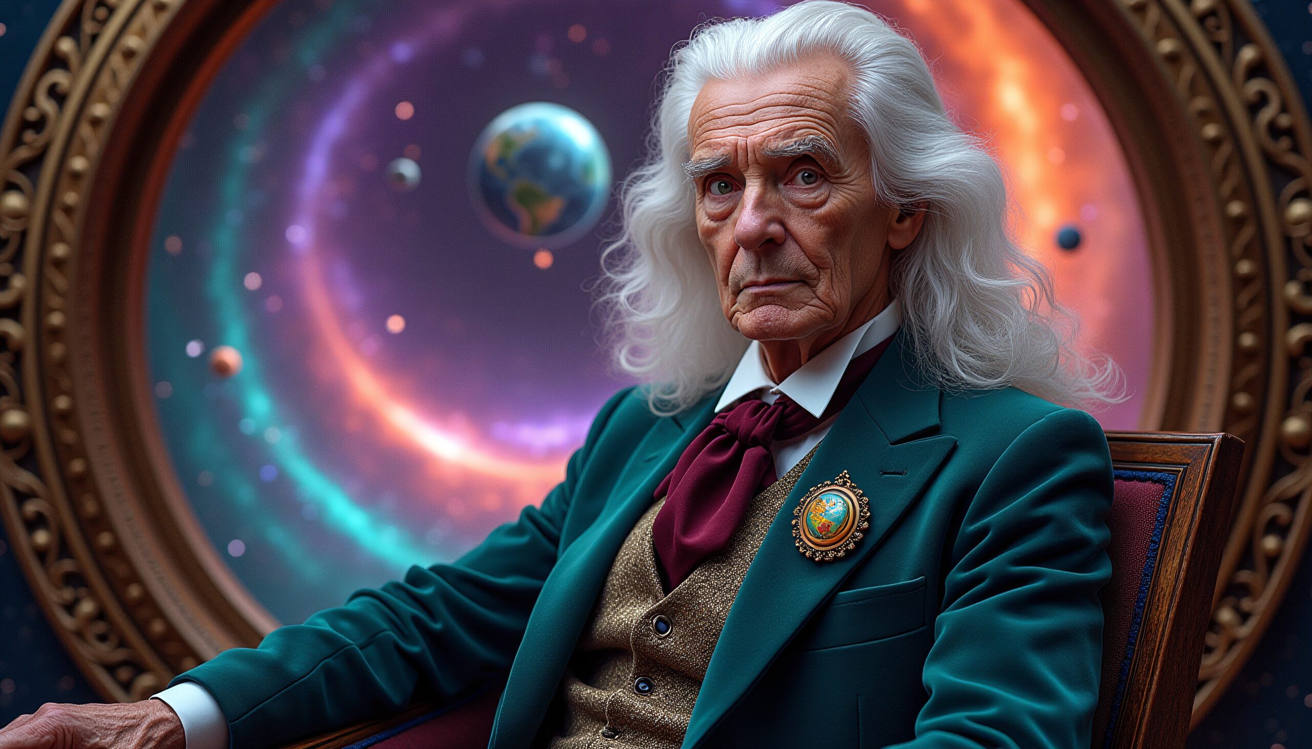 Elderly Man in Cosmic Elegance
