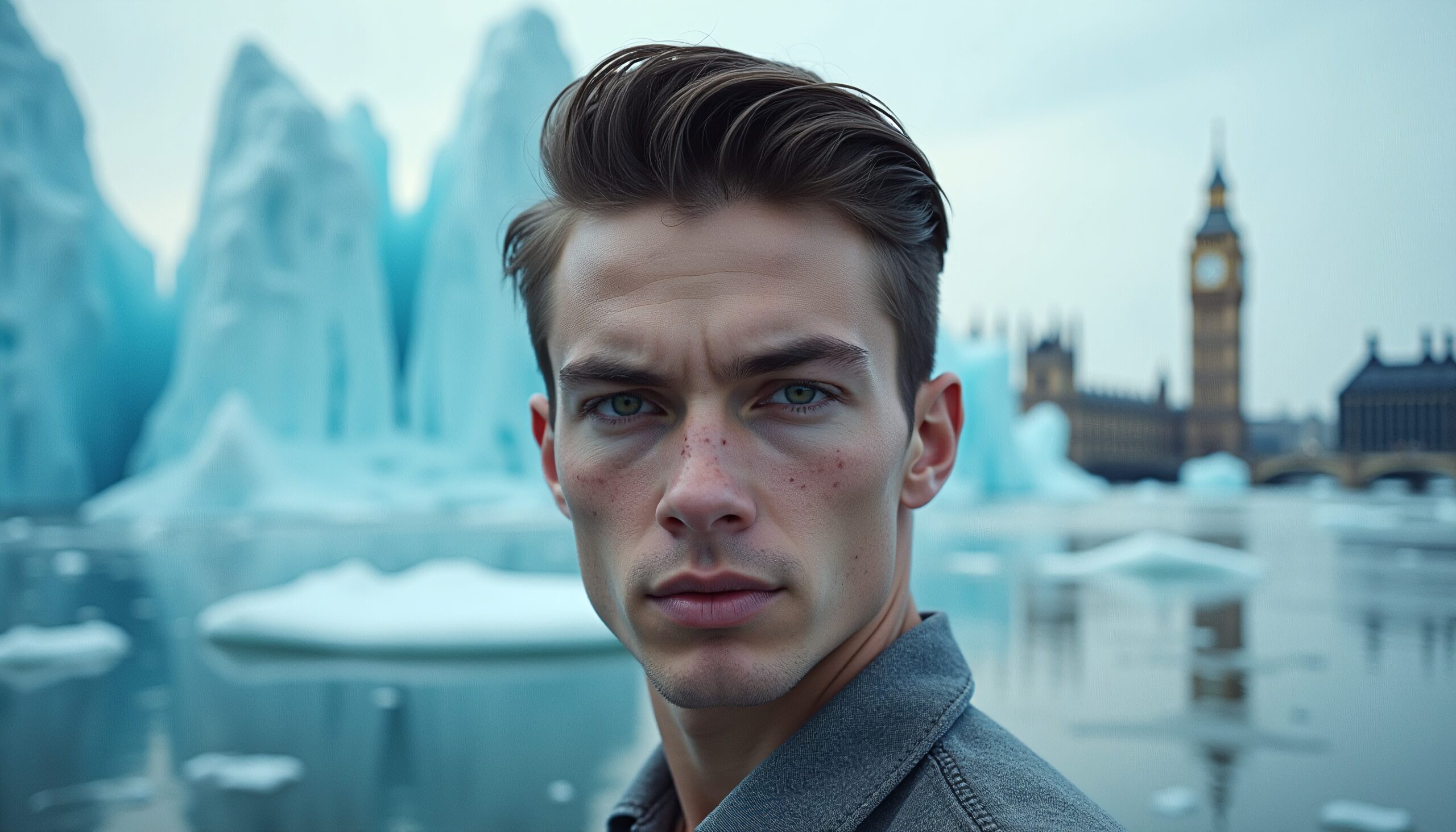 Surreal Urban Iceberg Encounter