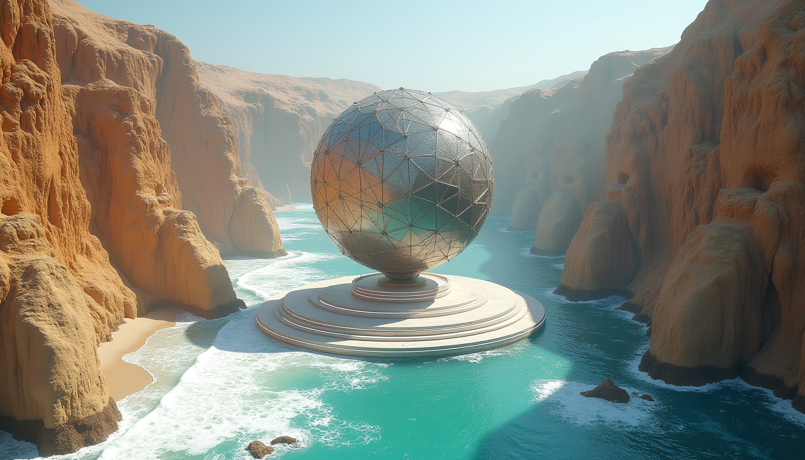Geodesic Sphere Between Cliffs