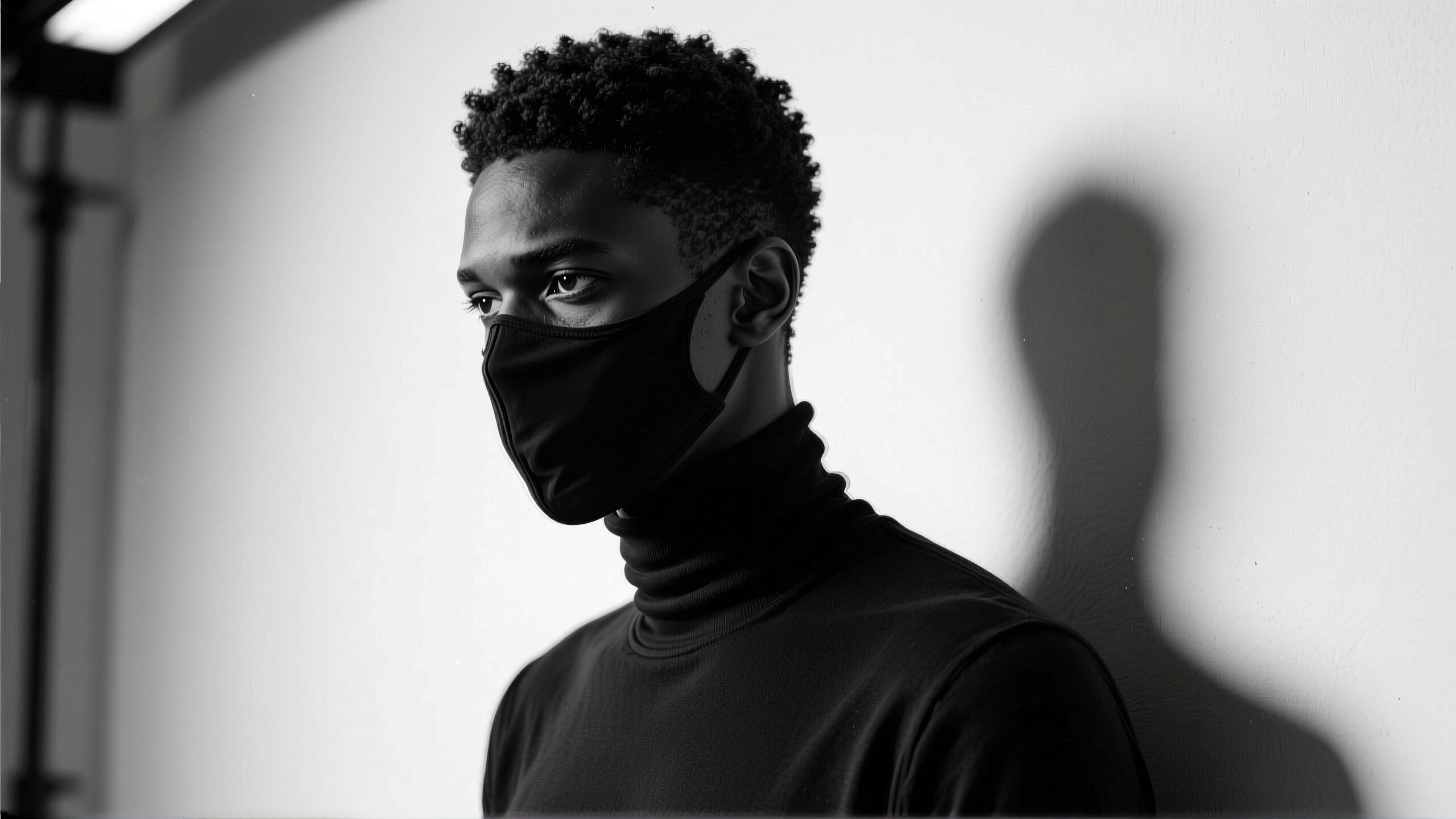 Shadowed Profile in Black Attire