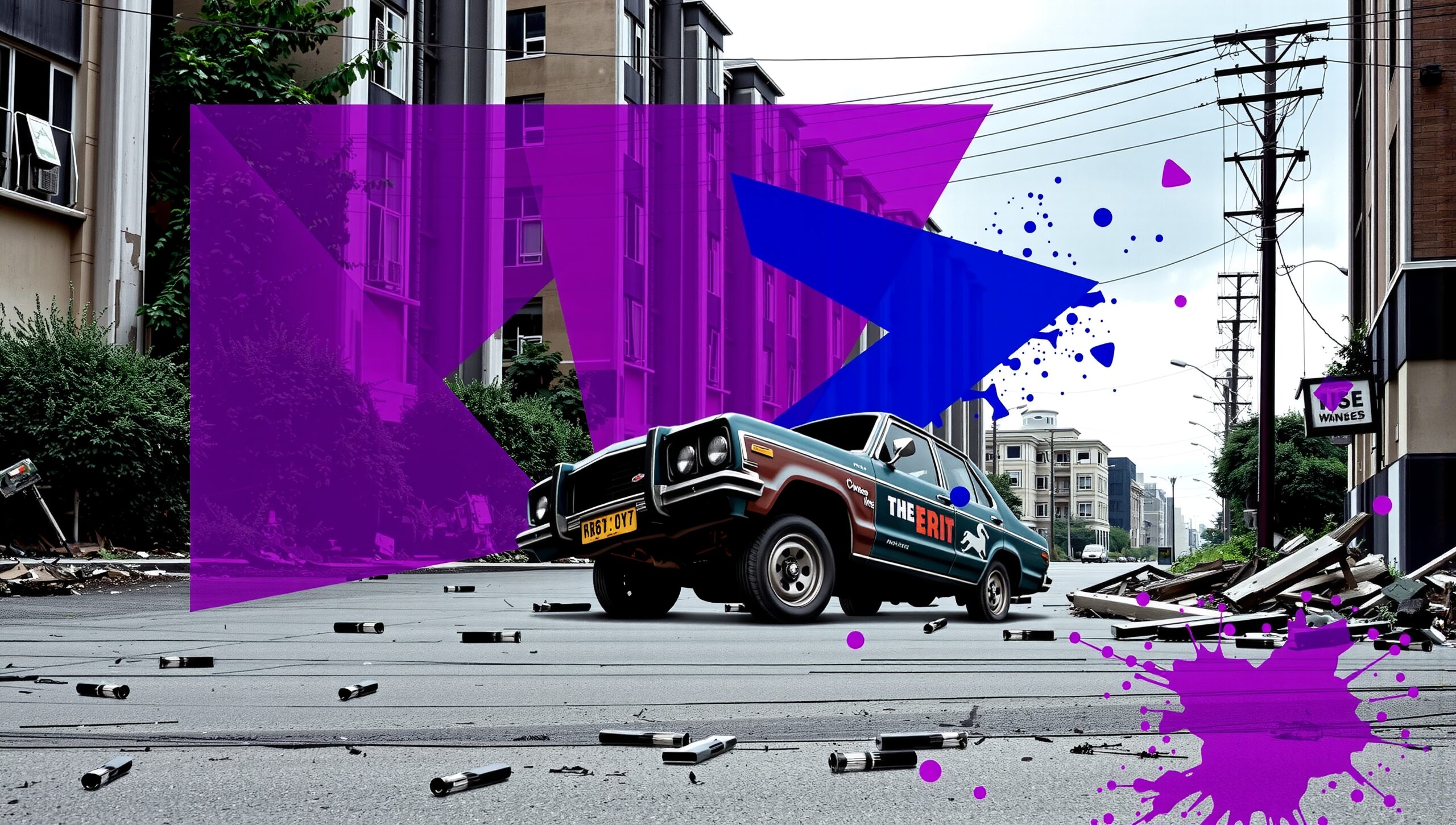 Vibrant Urban Car Chaos Scene