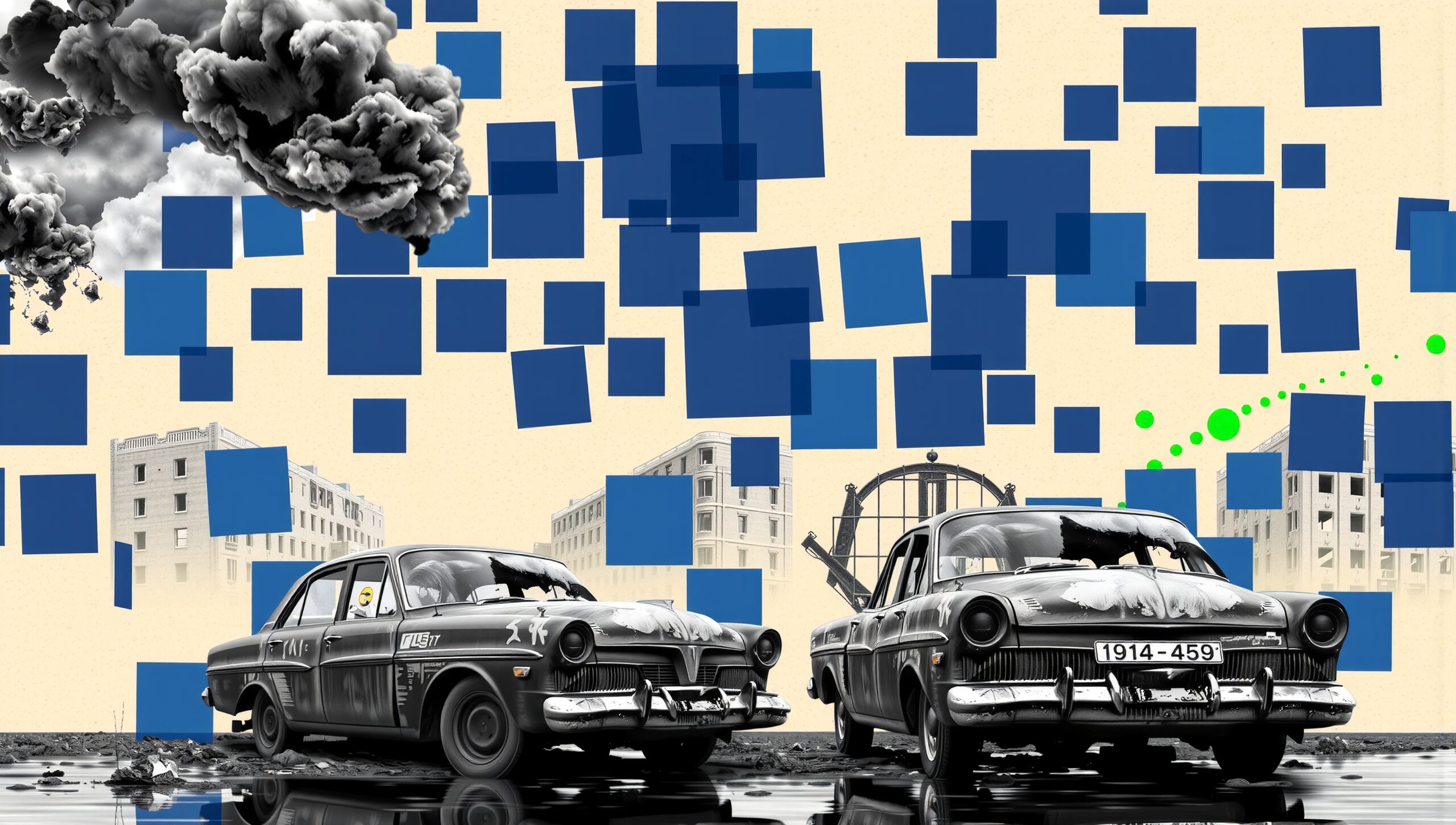 Surreal Urban Vintage Car Scene