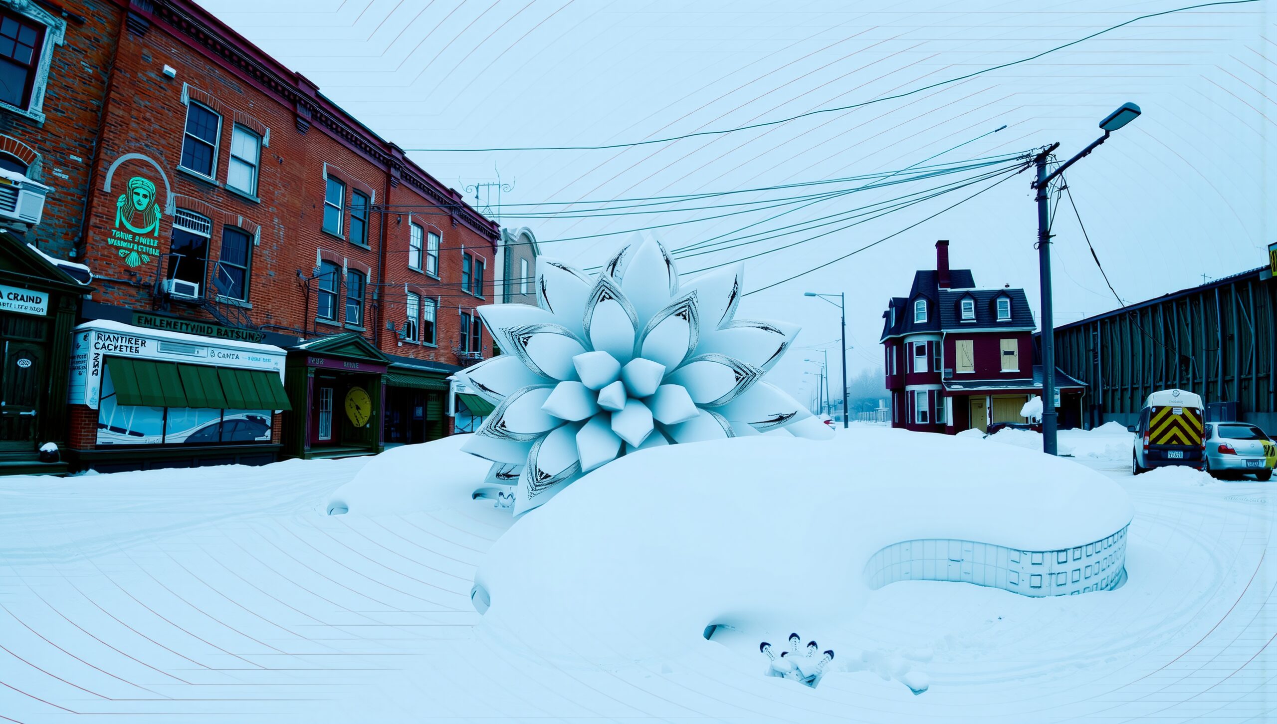 Majestic Snowy Street Art Sculpture