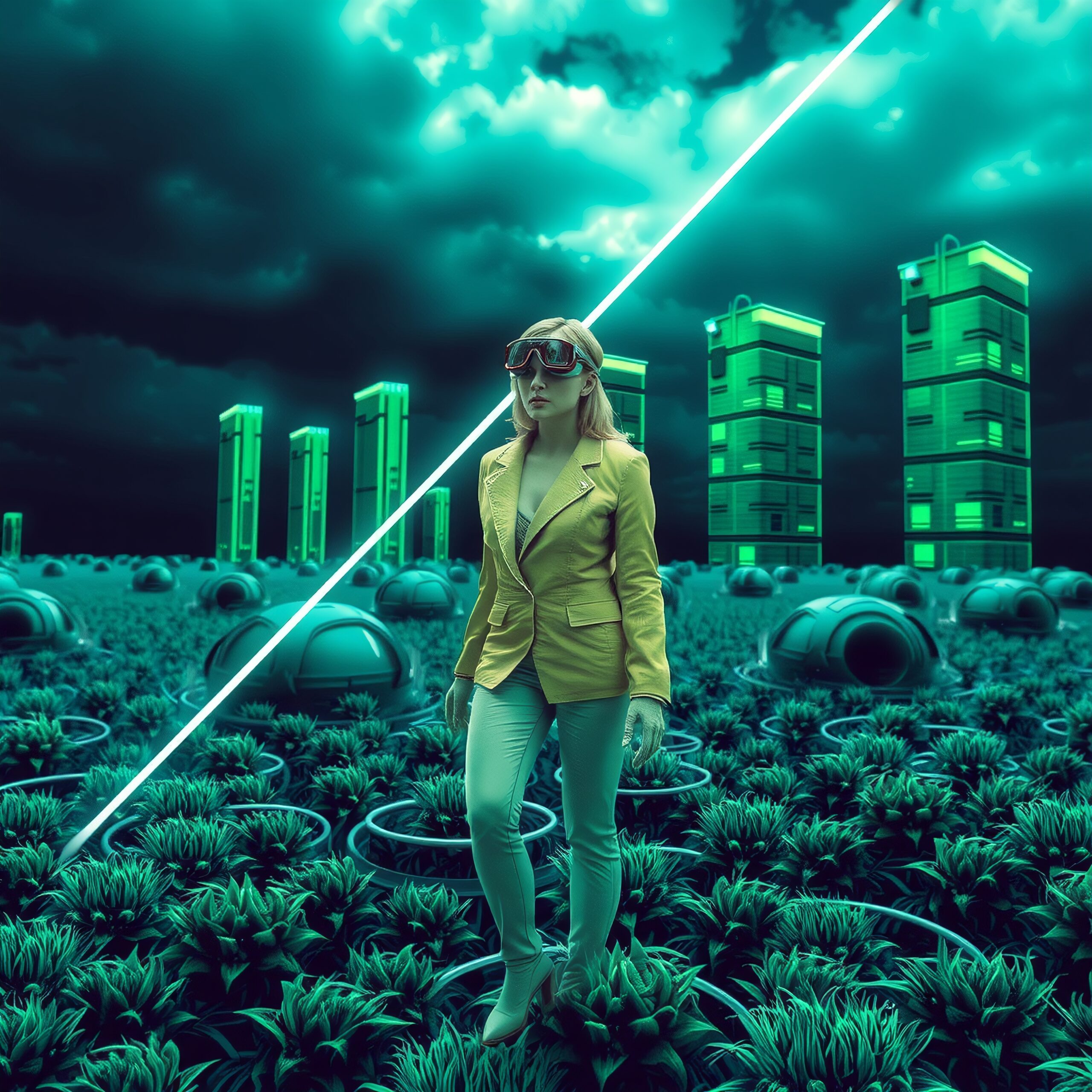 Futuristic Vision in Green Landscape