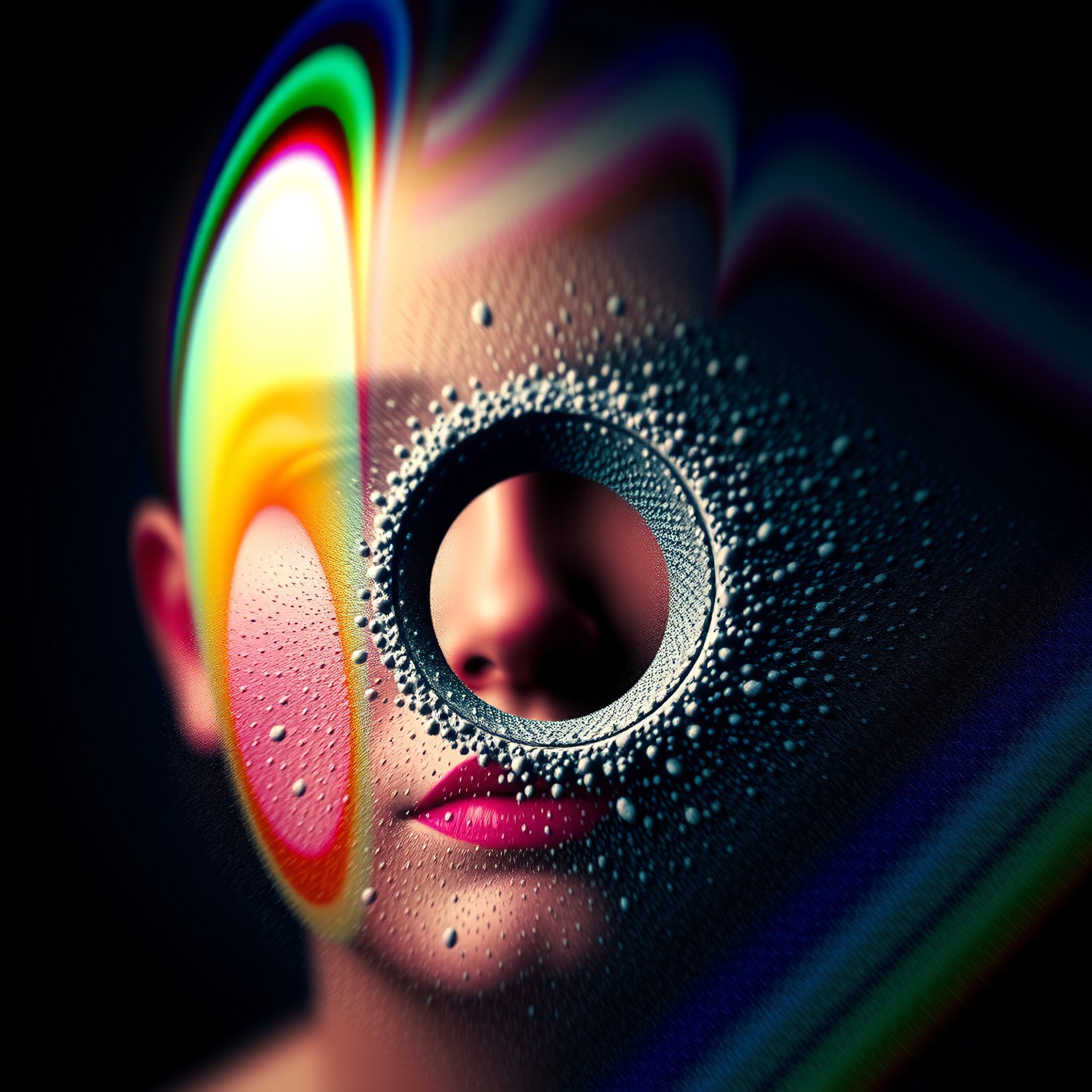 Surreal Abstract Portrait with Droplets