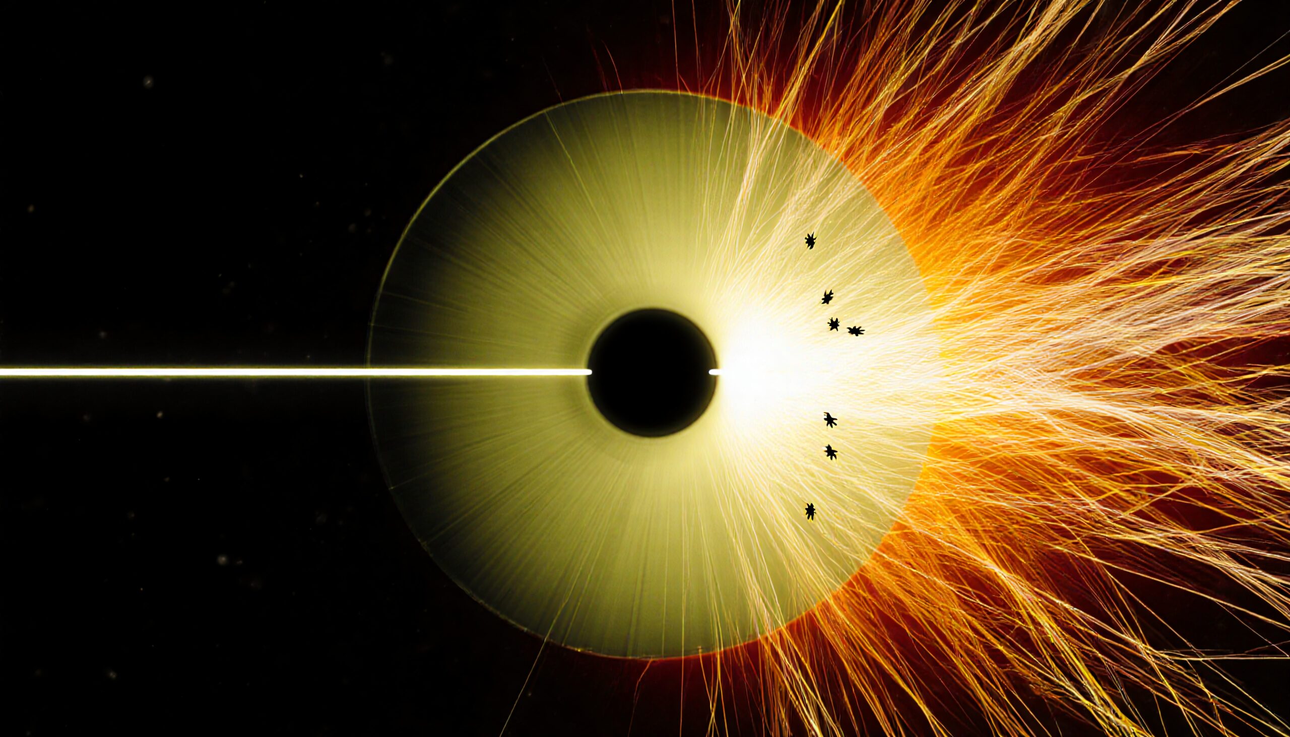 Circular Welding Sparks in Darkness