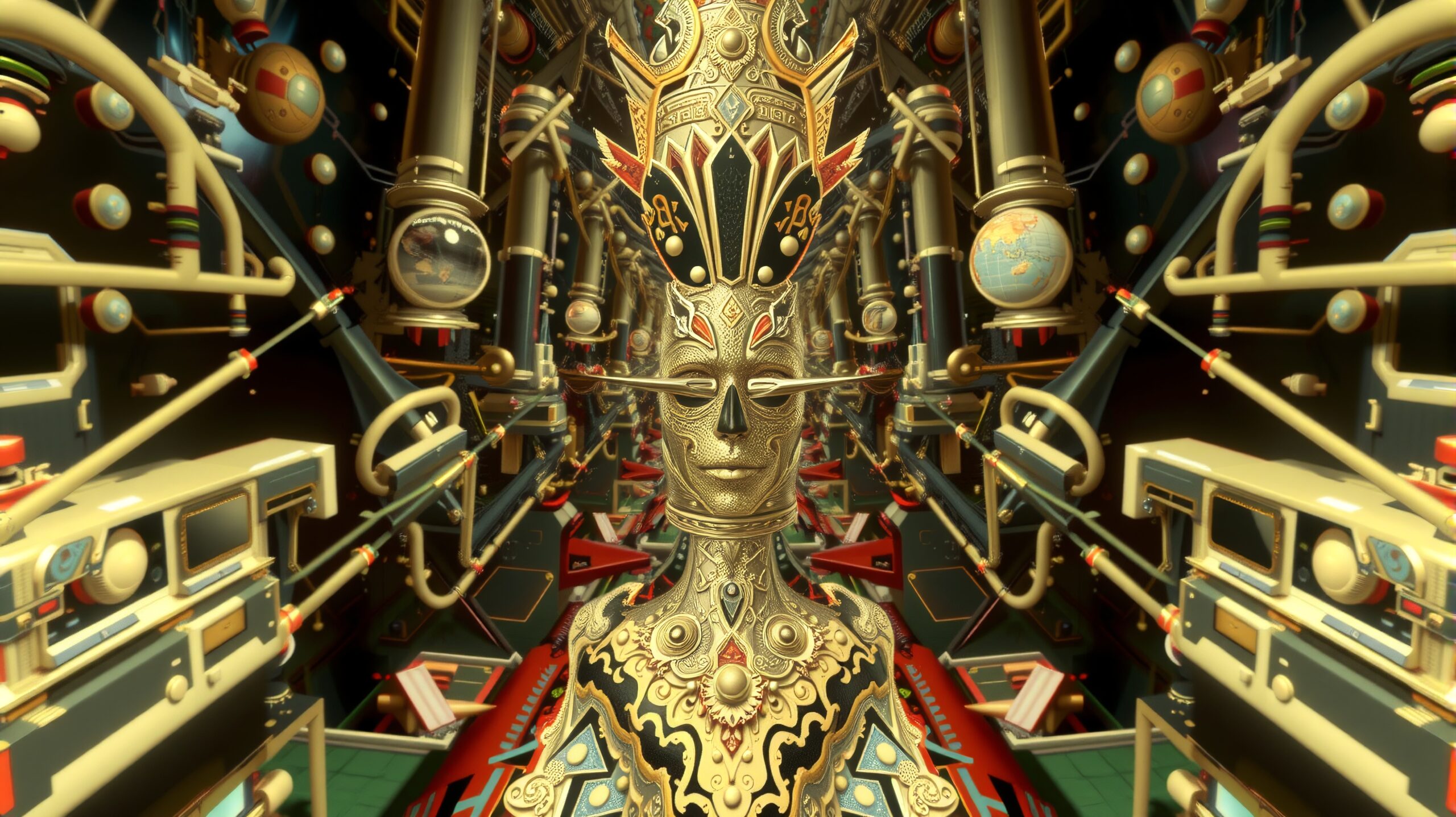 Golden Armor in Futuristic Setting