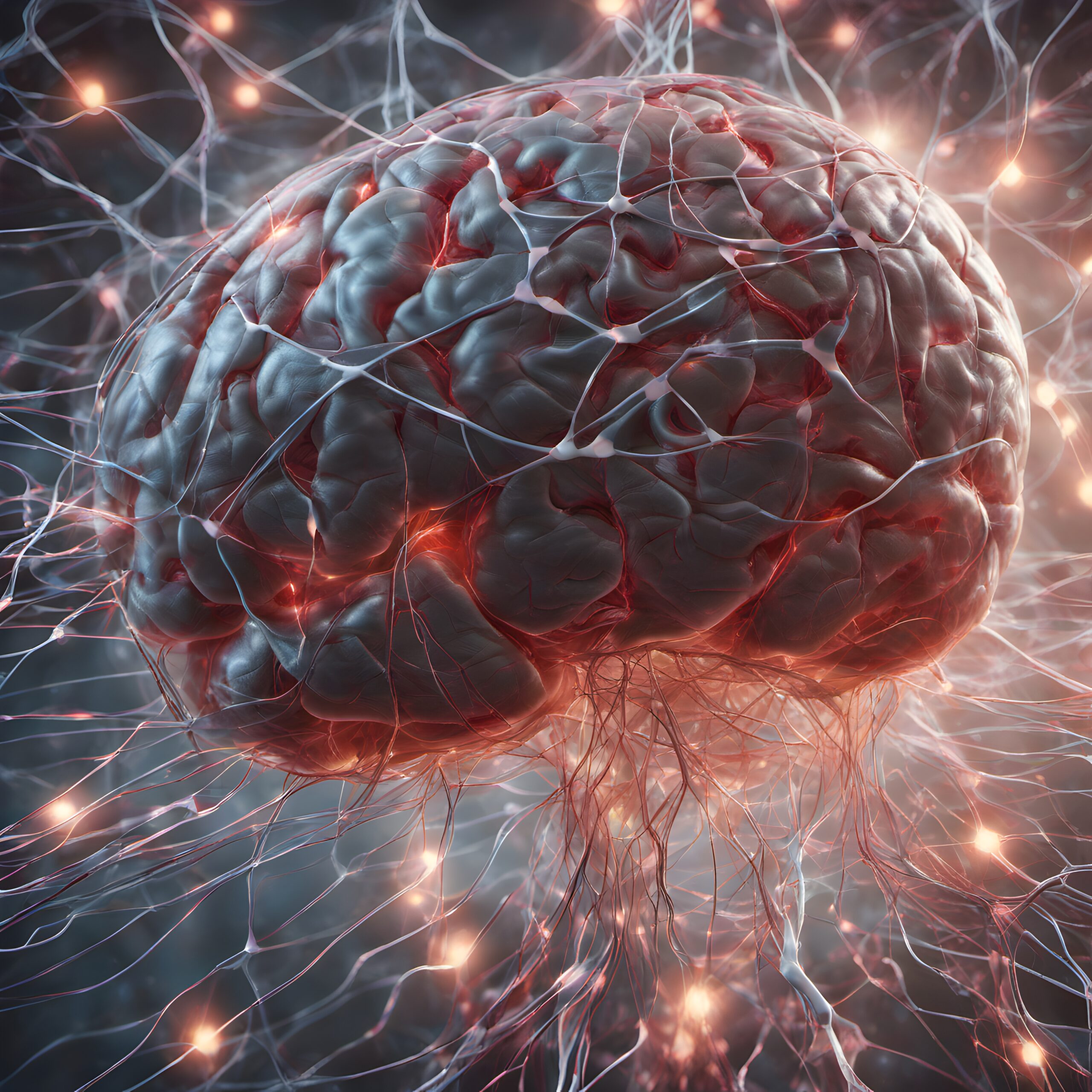 Human Brain with Glowing Neural Networks