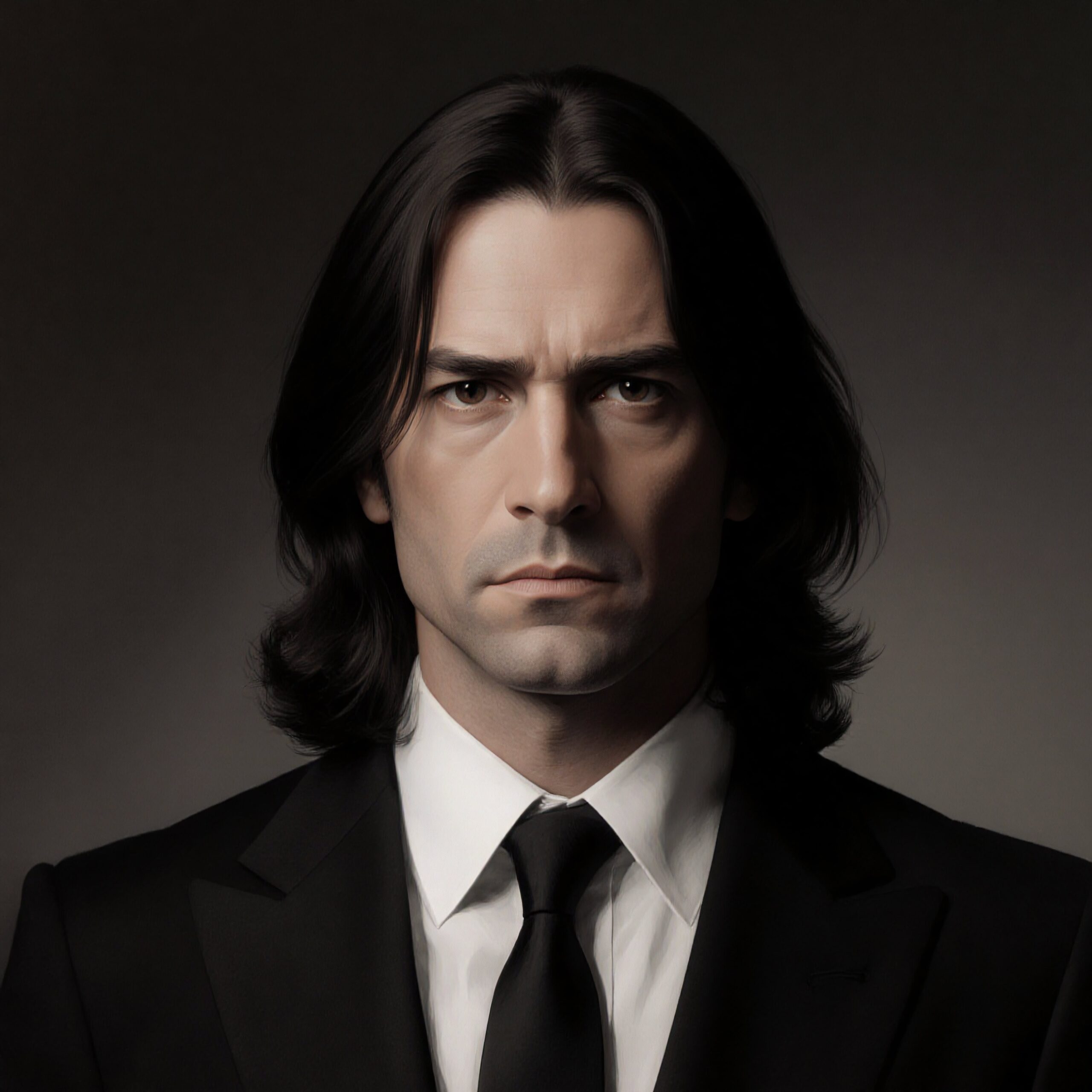 Elegant Man in Black Suit