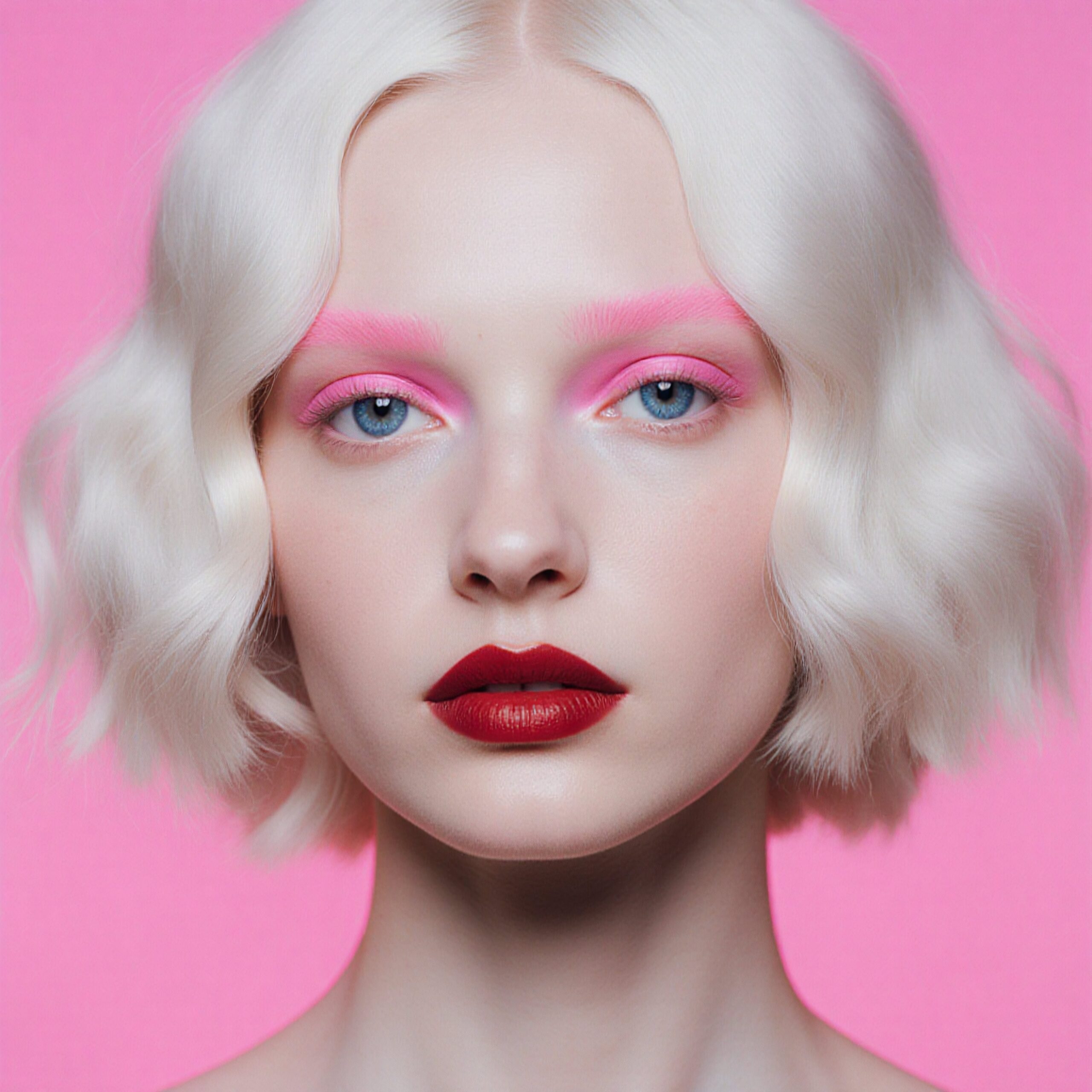 Bold Makeup Against Pink Background