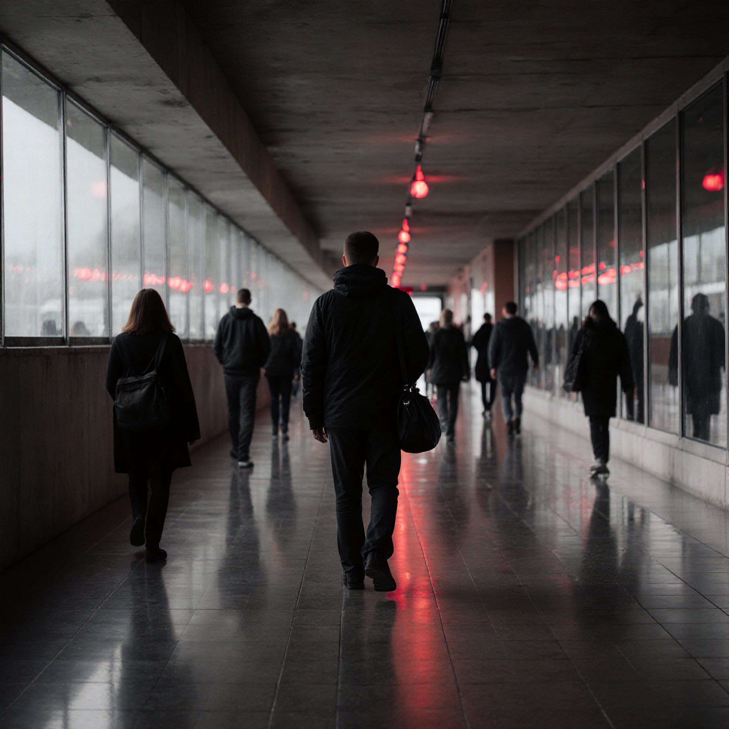 Silent Journey Through Long Corridor