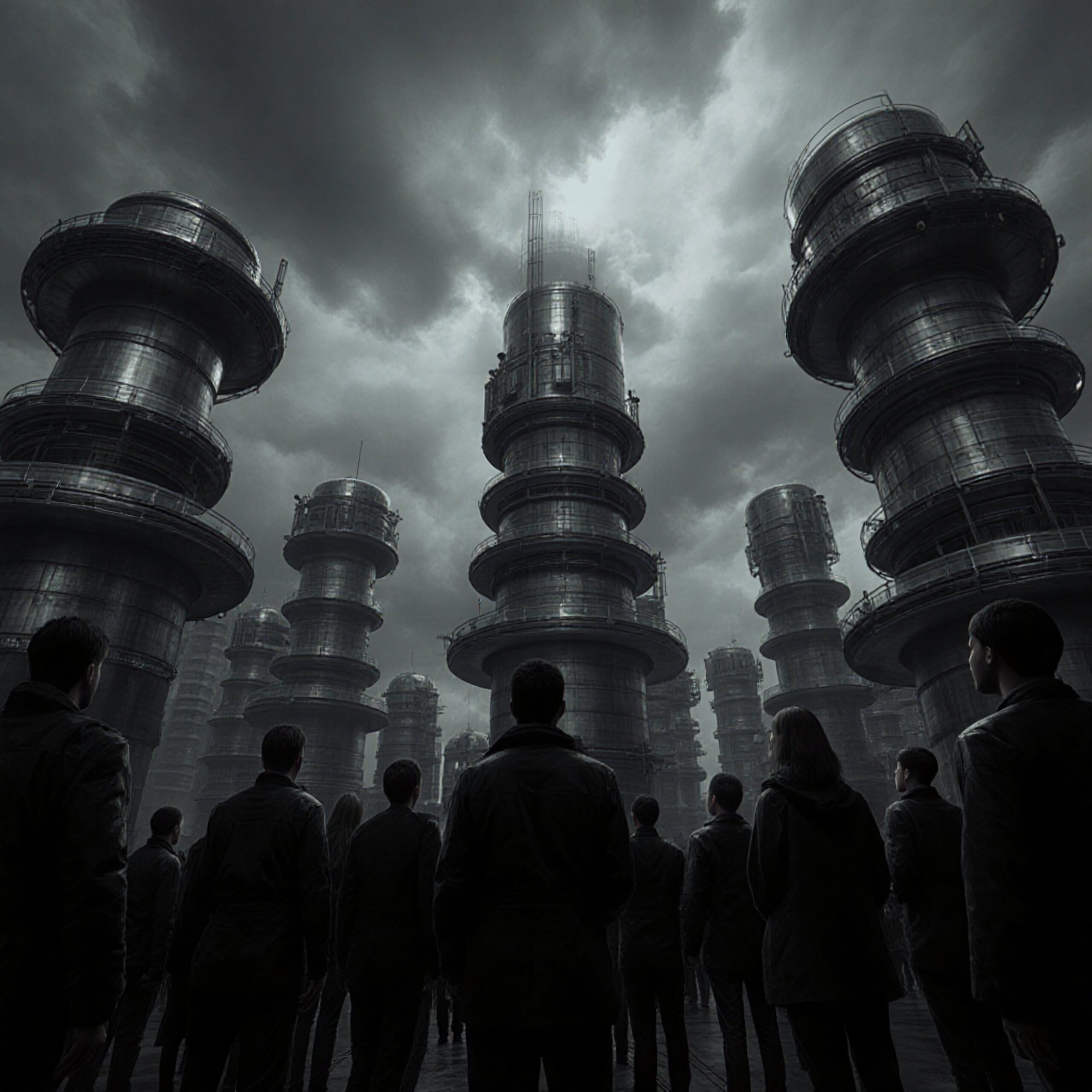 Dystopian Towers in Overcast Cityscape