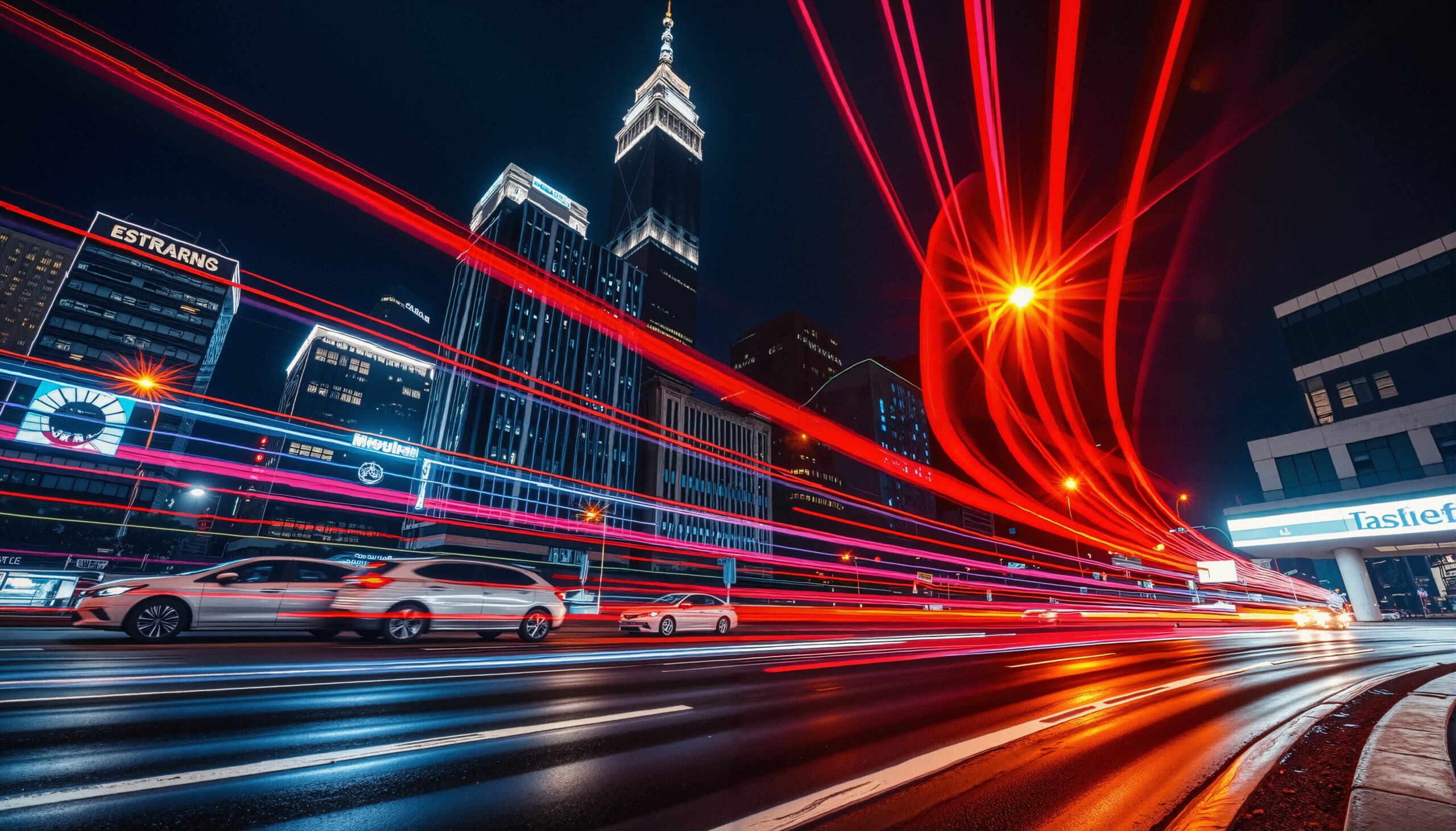 City Lights and Traffic Trails