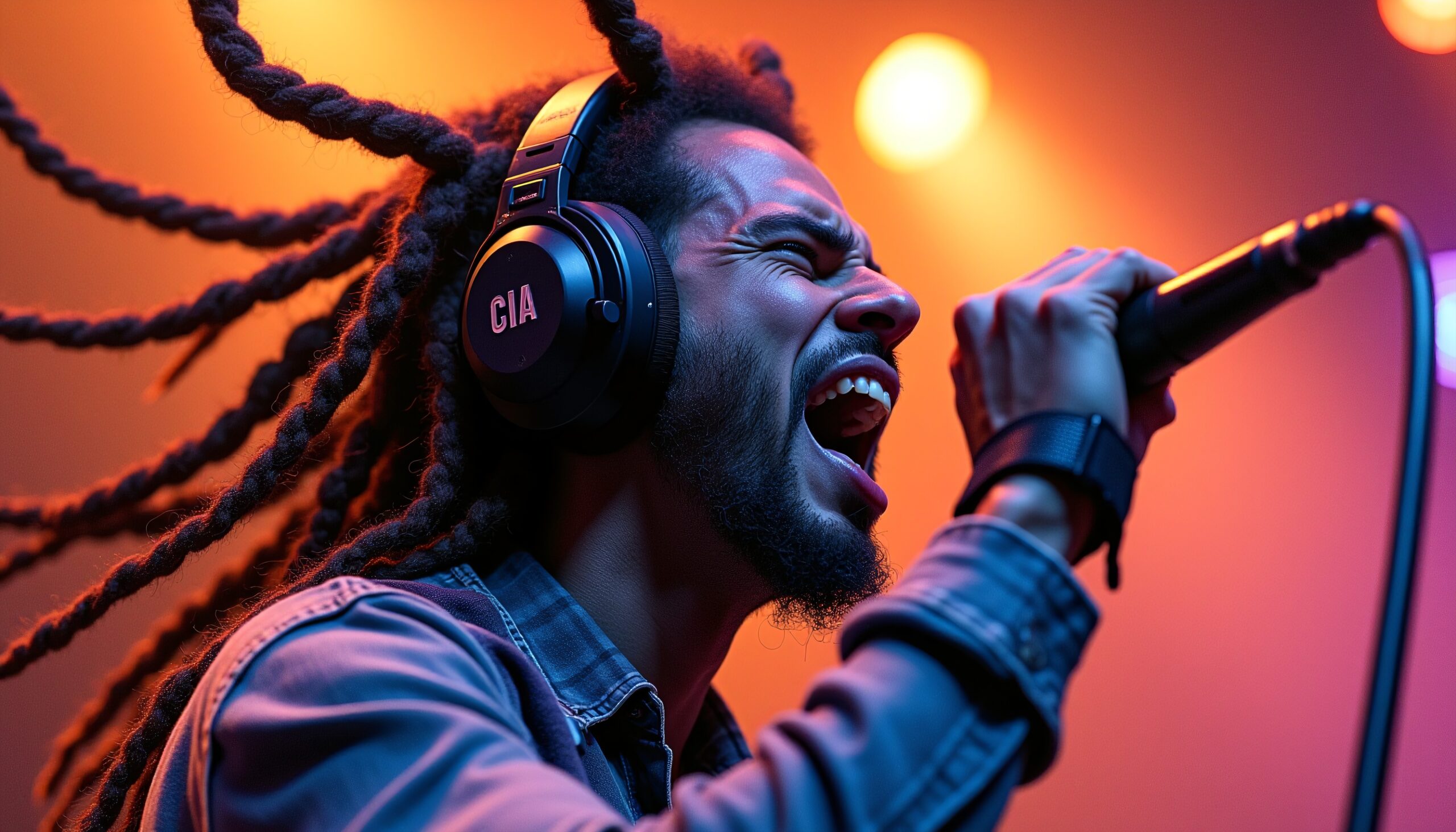 Intense live music performance